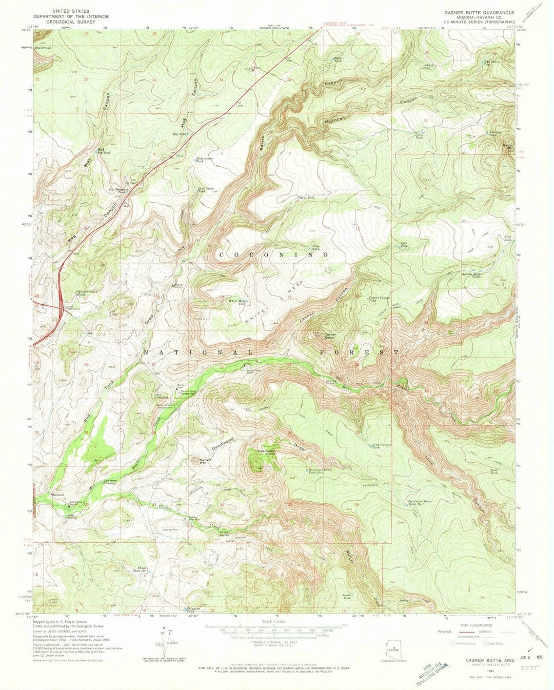 1965 Casner Butte, AZ - Arizona - USGS Topographic Map
