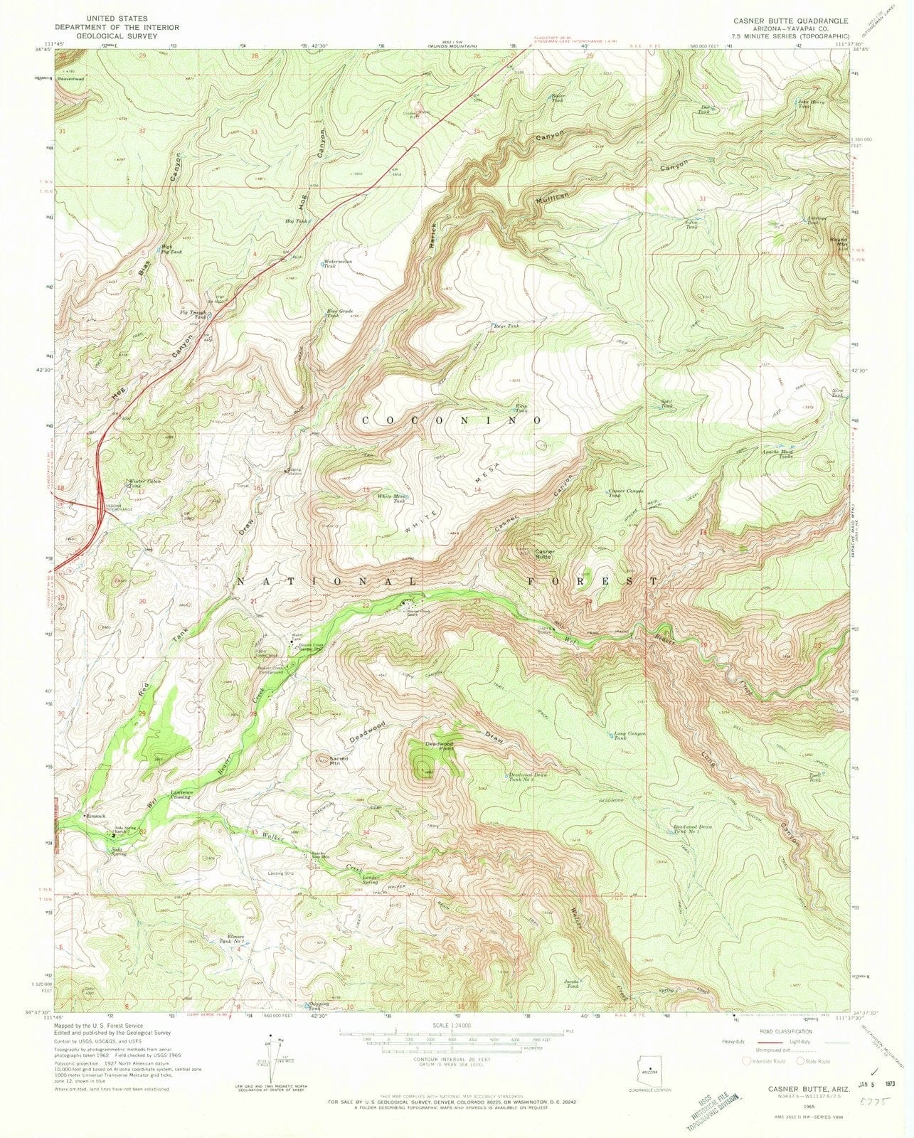 1965 Casner Butte, AZ - Arizona - USGS Topographic Map