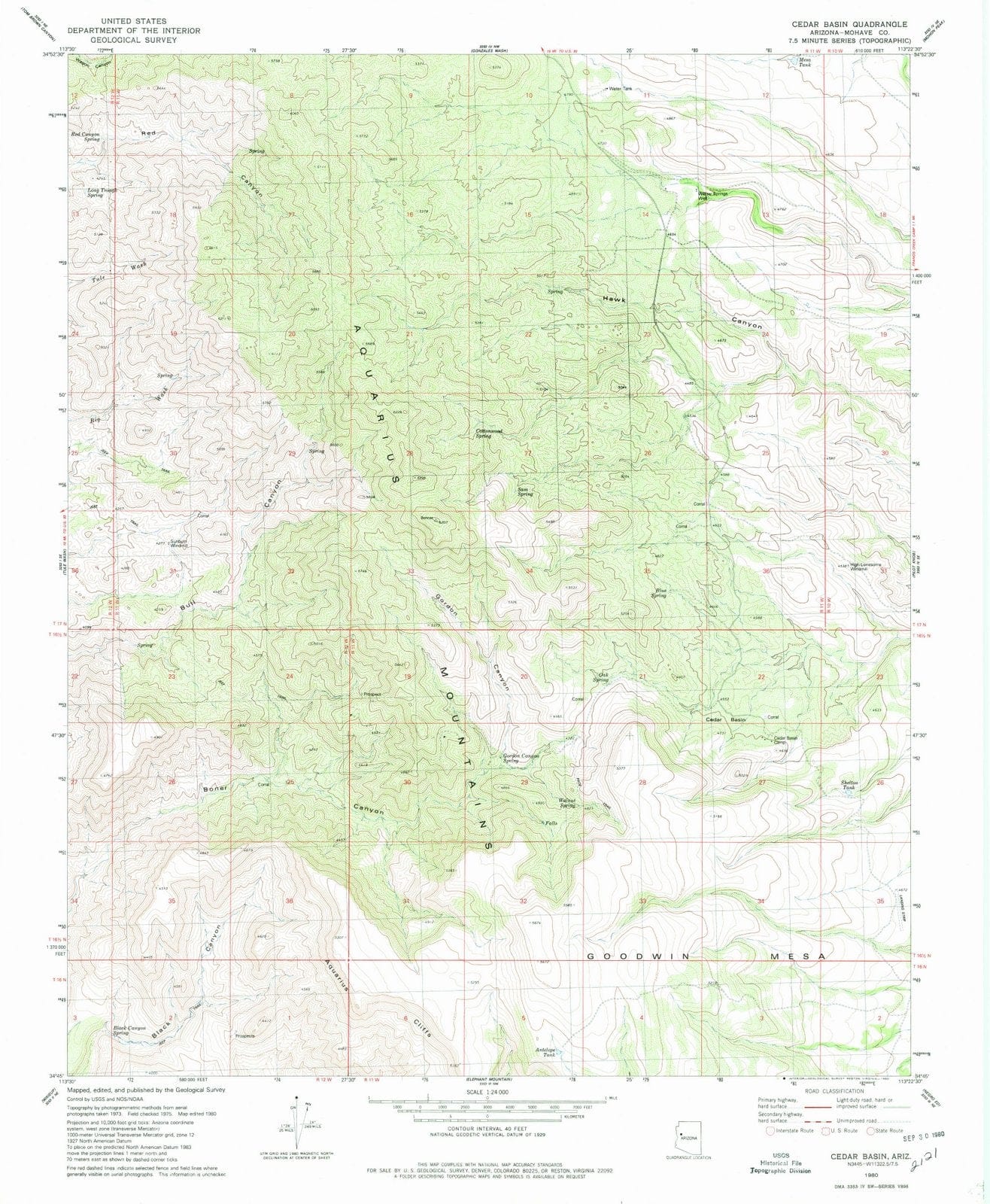 1980 Cedar Basin, AZ - Arizona - USGS Topographic Map