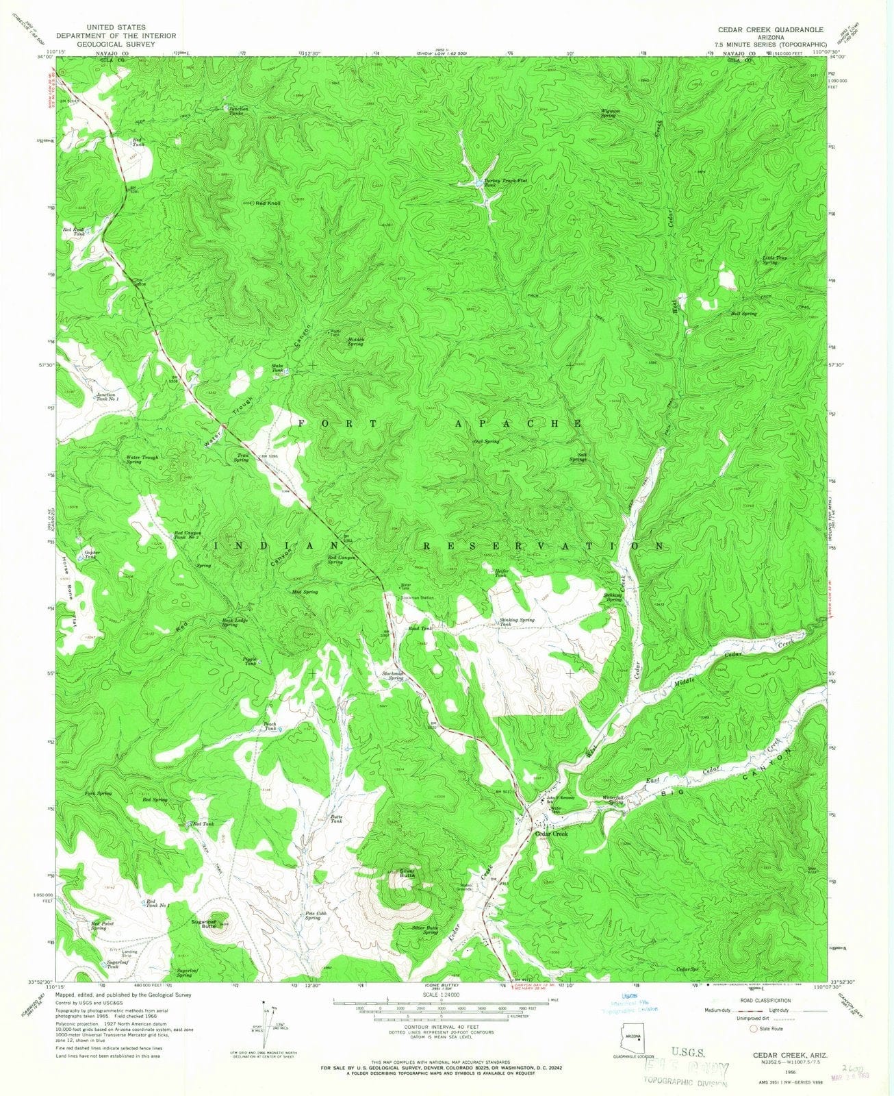 1966 Cedar Creek, AZ - Arizona - USGS Topographic Map