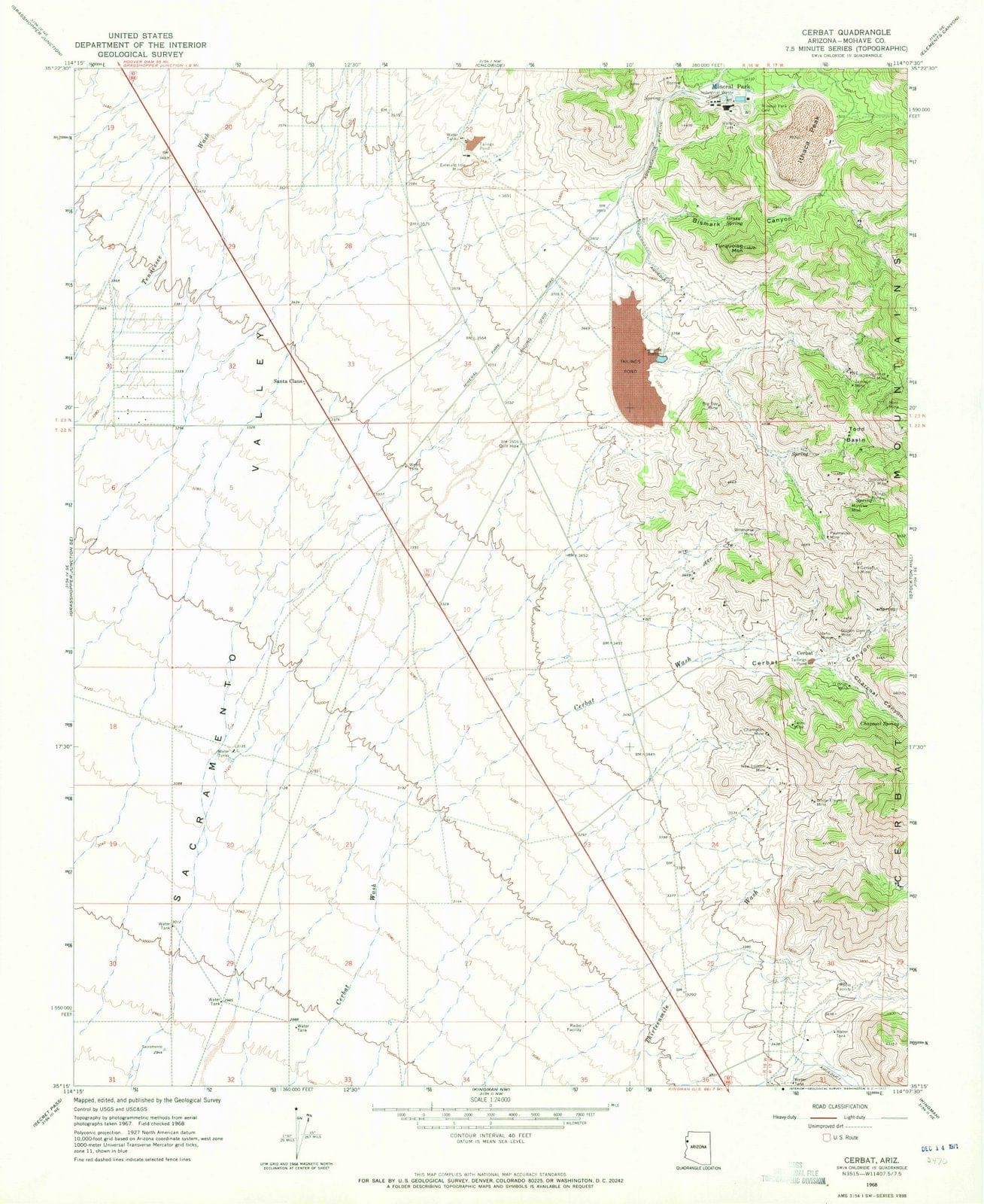 1968 Cerbat, AZ - Arizona - USGS Topographic Map