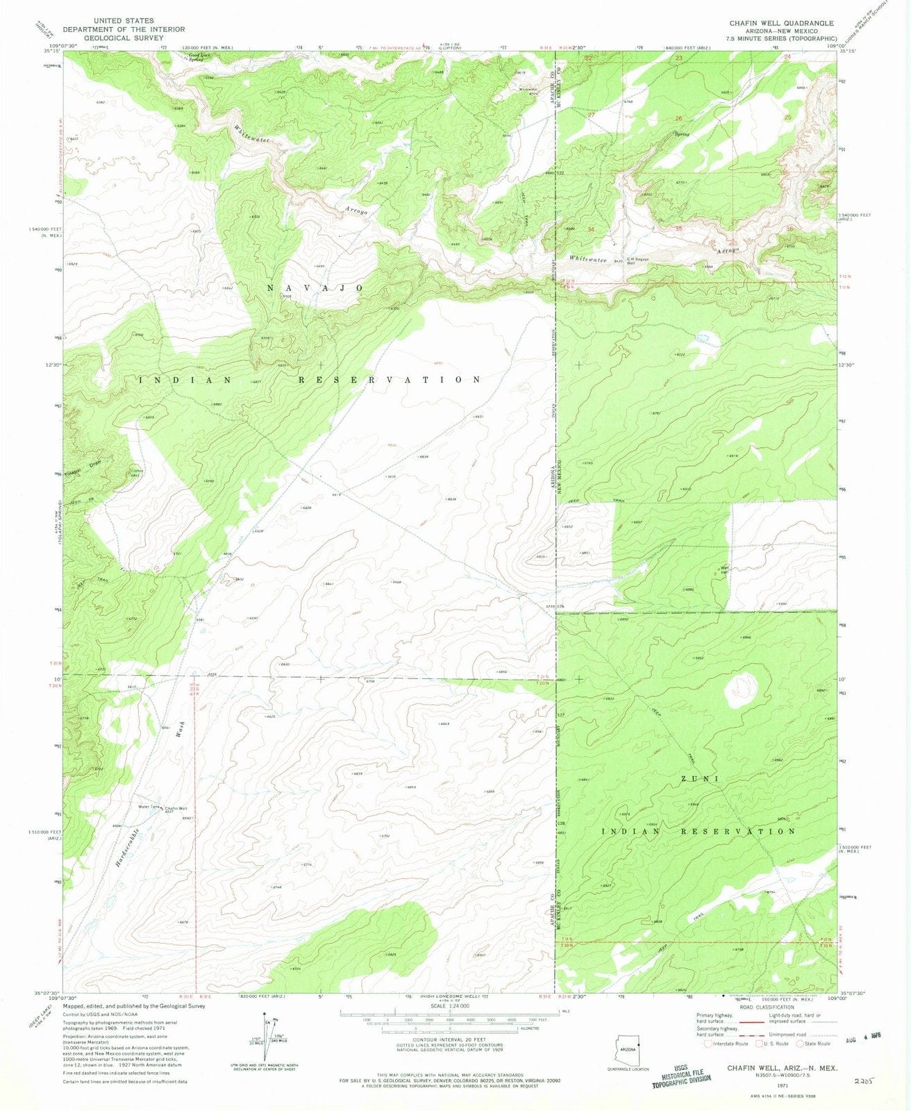 1971 Chafin Well, AZ - Arizona - USGS Topographic Map