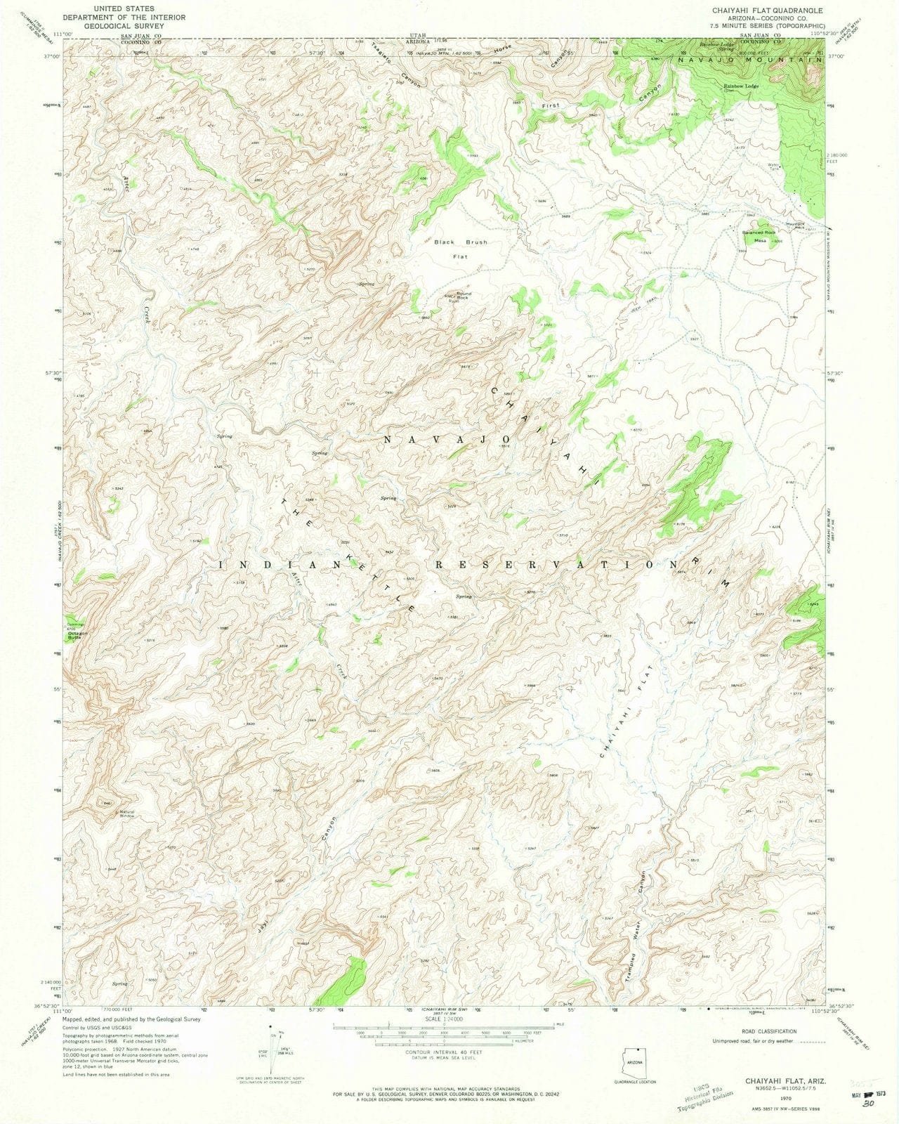 1970 Chaiyahi Flat, AZ - Arizona - USGS Topographic Map