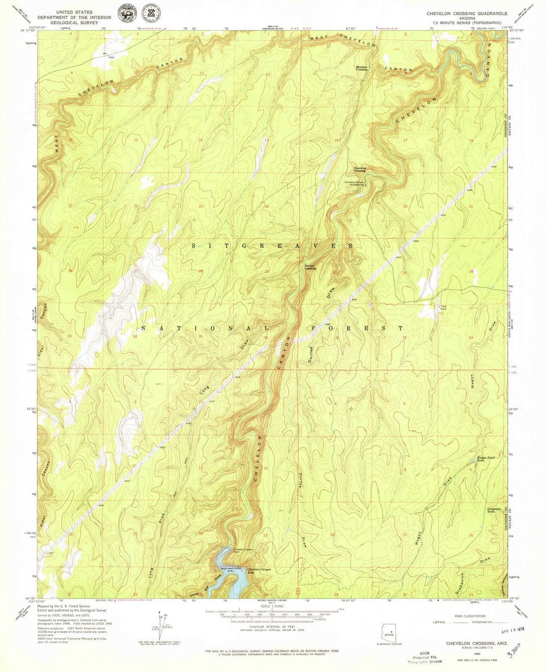 1965 Chevelon Crossing, AZ - Arizona - USGS Topographic Map