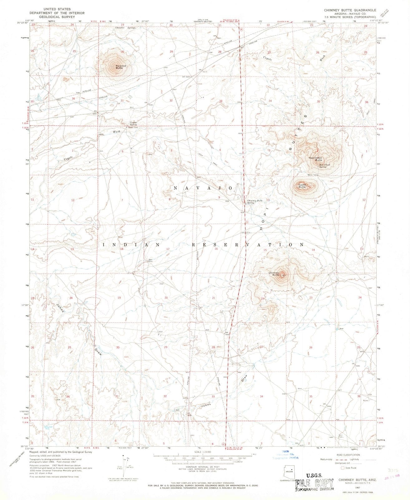 1967 Chimney Butte, AZ - Arizona - USGS Topographic Map