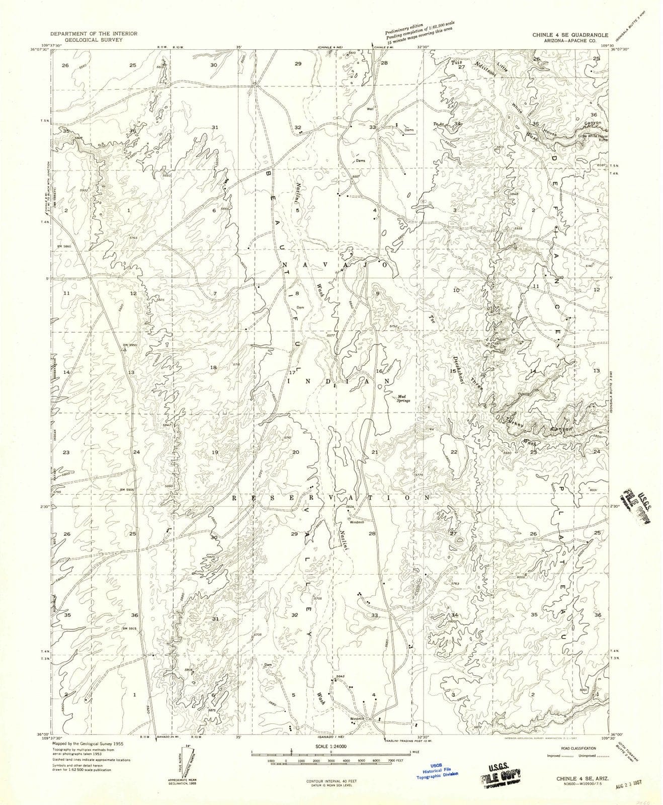 1955 Chinle 4, AZ - Arizona - USGS Topographic Map v2