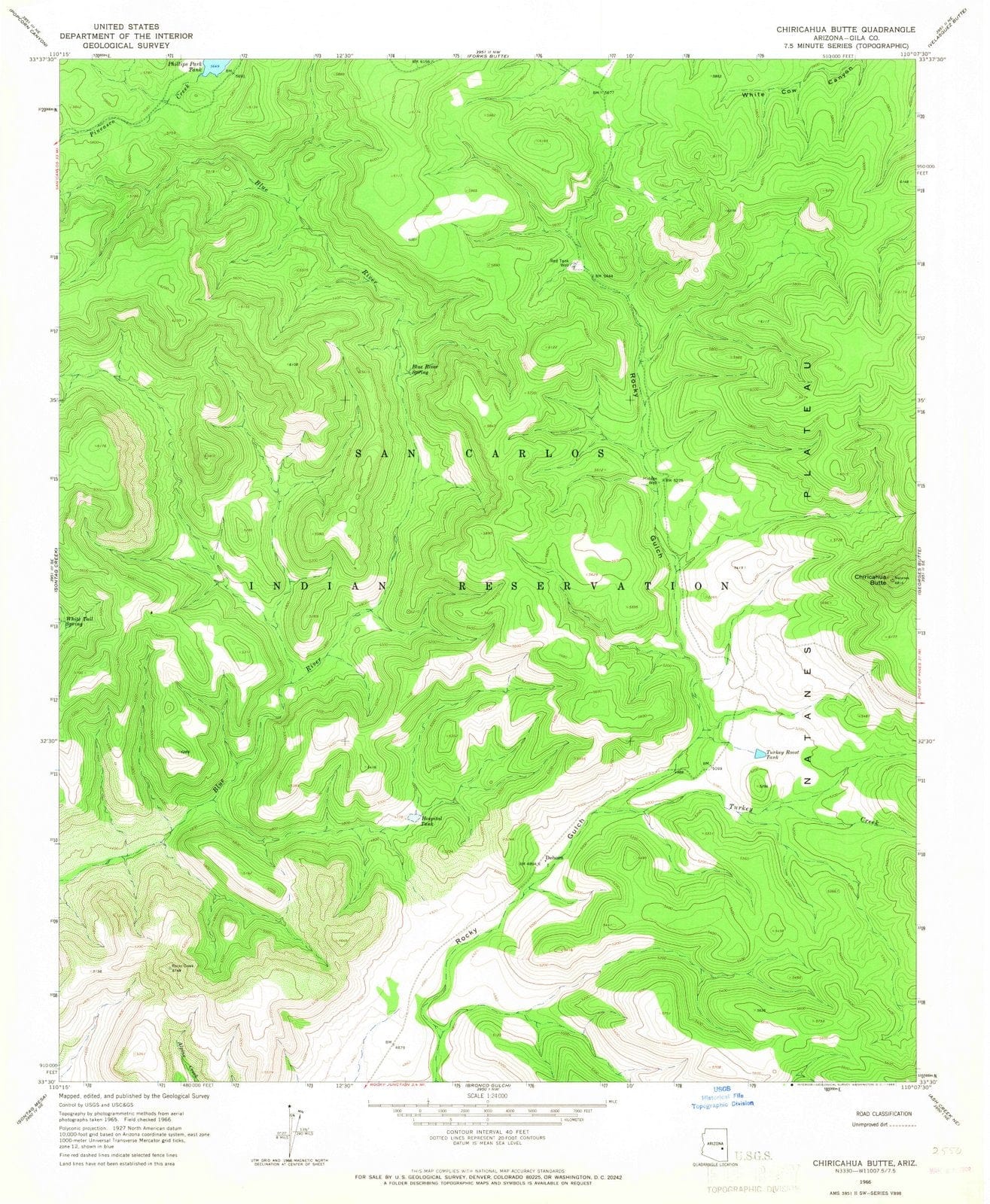 1966 Chiricahua Butte, AZ - Arizona - USGS Topographic Map