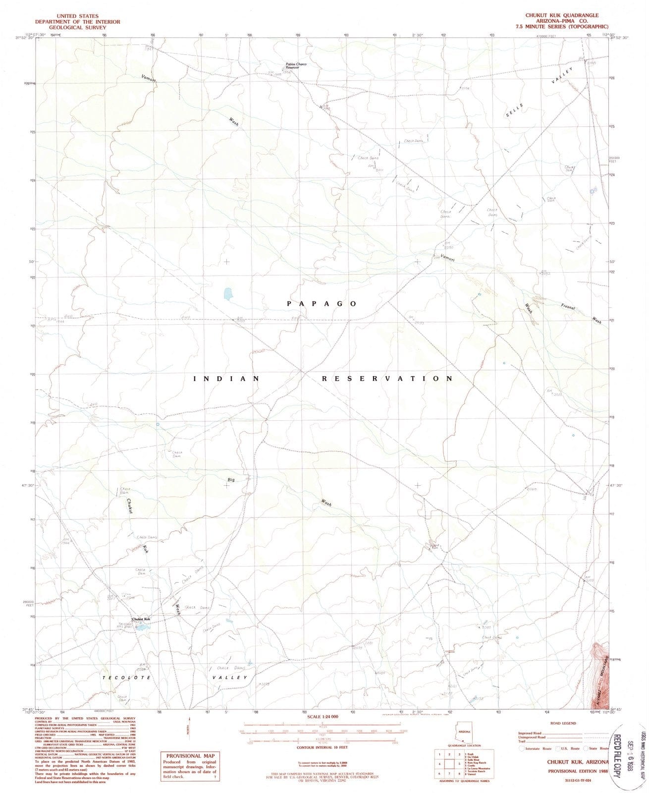 1988 Chukut KUK, AZ - Arizona - USGS Topographic Map