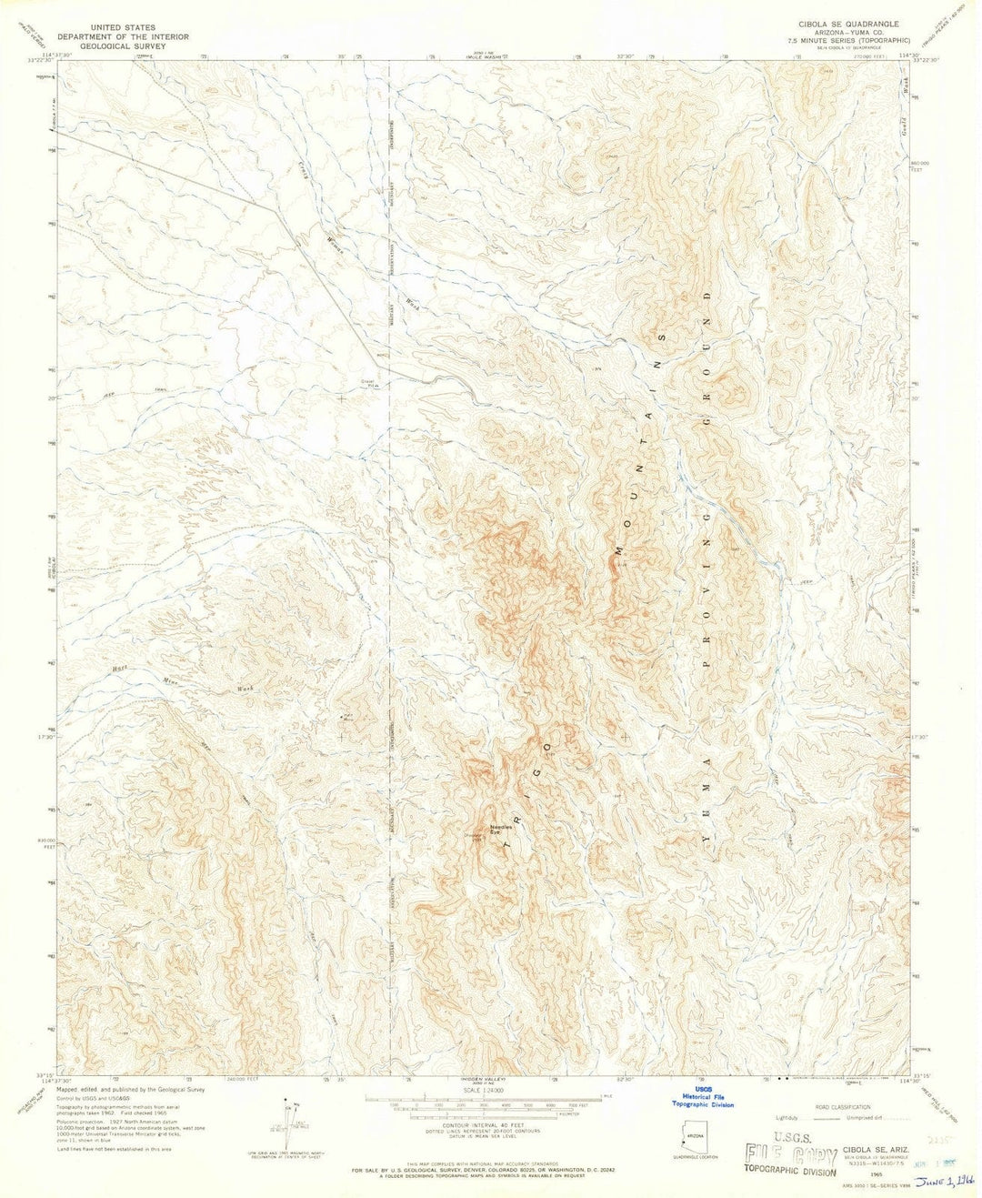 1965 Cibola, AZ - Arizona - USGS Topographic Map