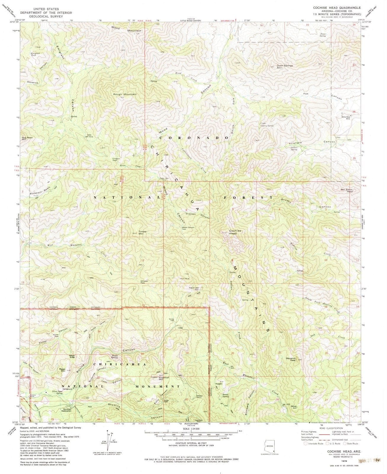 1979 Cochise Head, AZ - Arizona - USGS Topographic Map