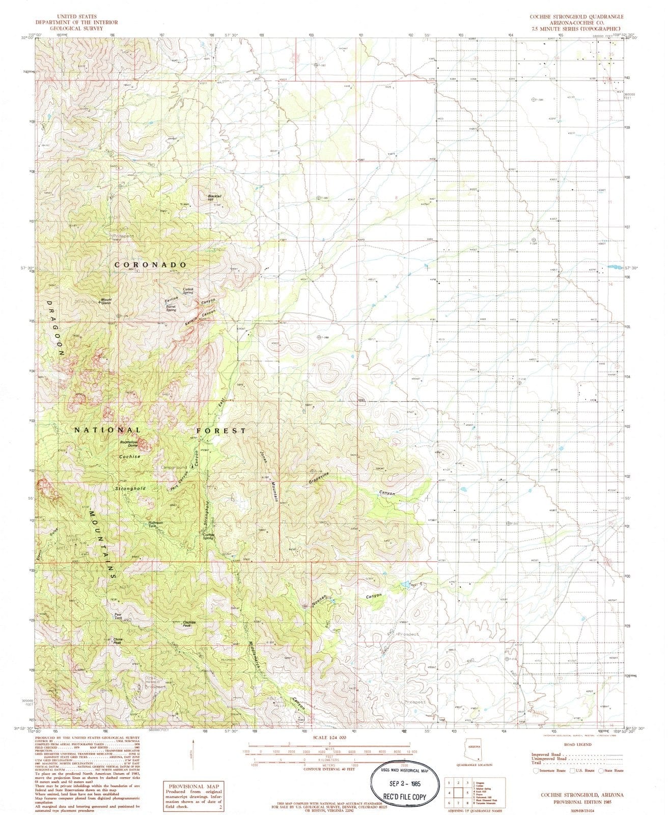 1985 Cochise Stronghold, AZ - Arizona - USGS Topographic Map