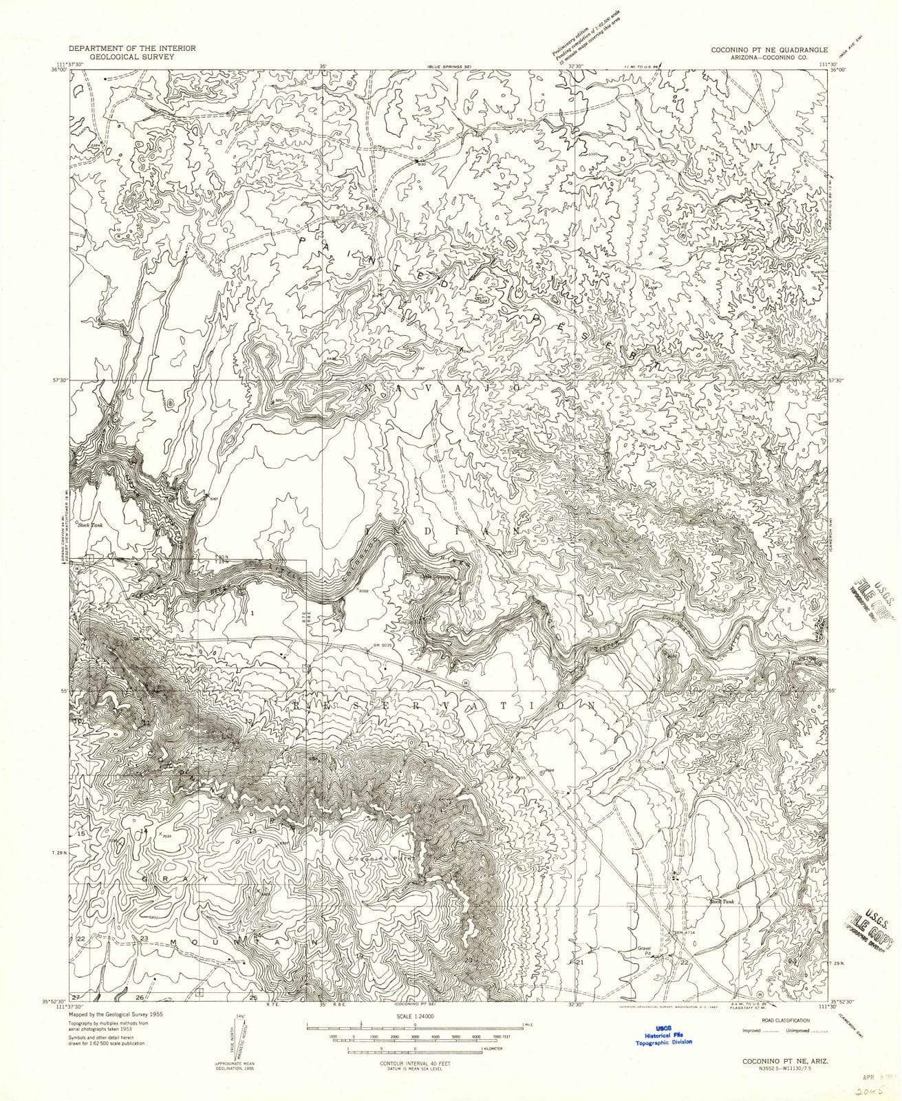 1955 Coconino Pt, AZ - Arizona - USGS Topographic Map