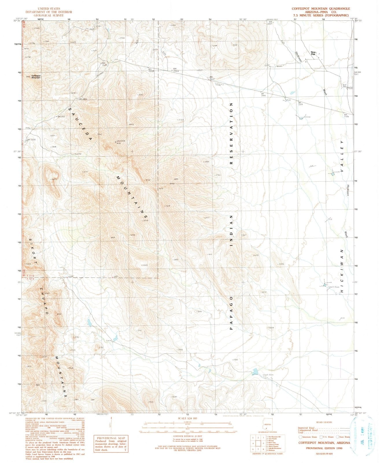 1990 Coffeepot Mountain, AZ - Arizona - USGS Topographic Map