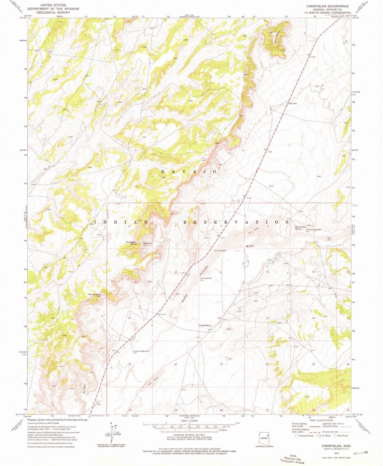 1972 Cornfields, AZ - Arizona - USGS Topographic Map