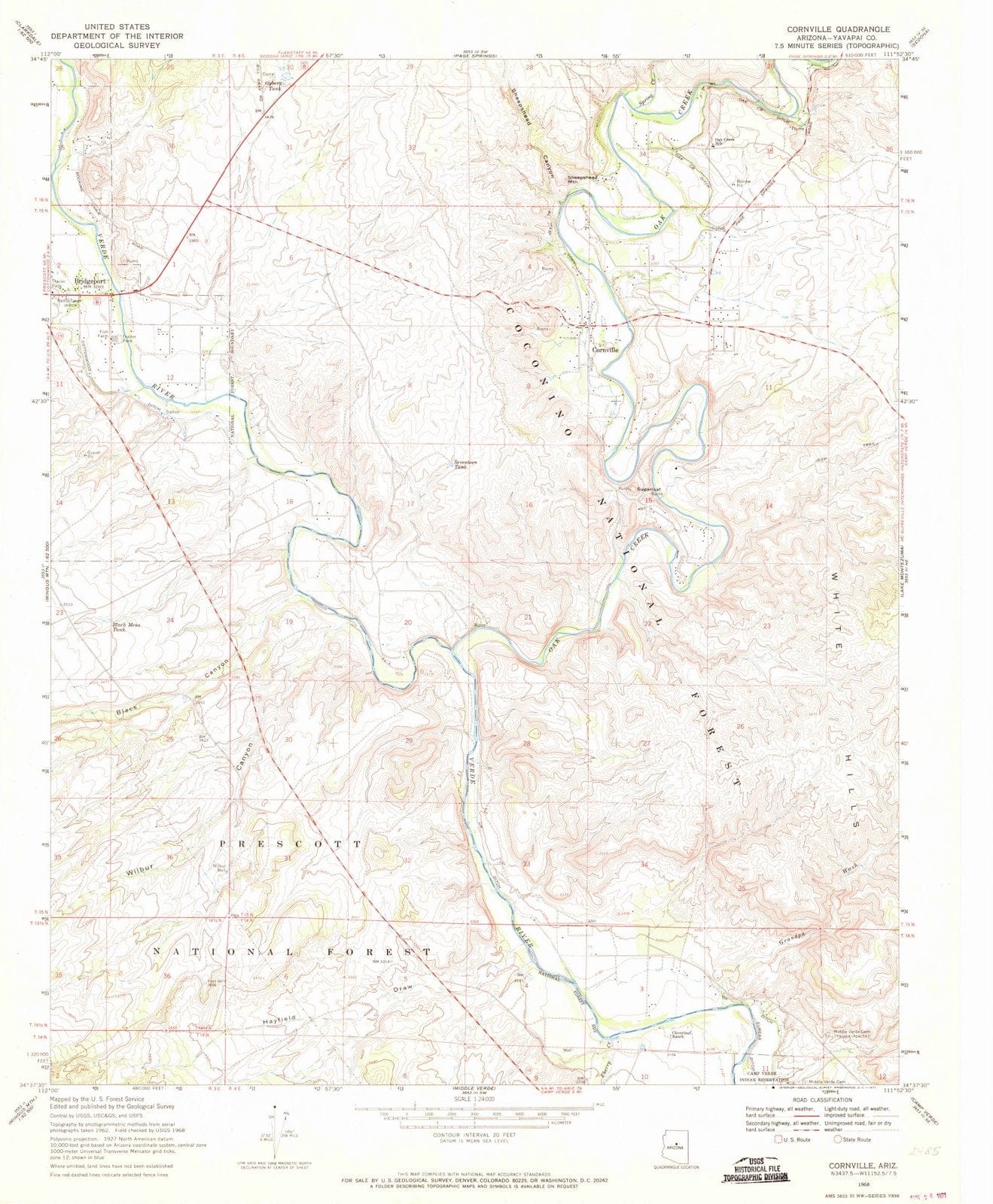 1968 Cornville, AZ - Arizona - USGS Topographic Map