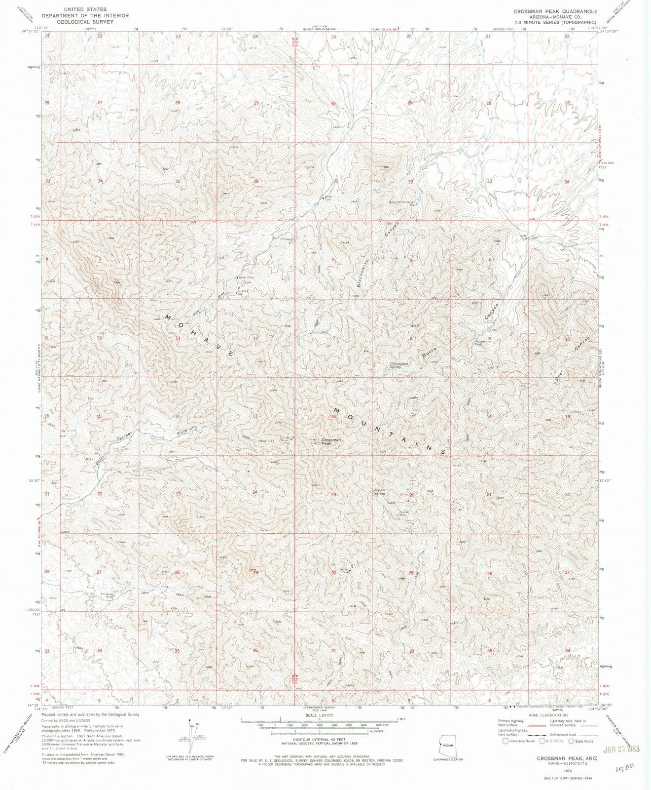 1970 Crossman Peak, AZ - Arizona - USGS Topographic Map