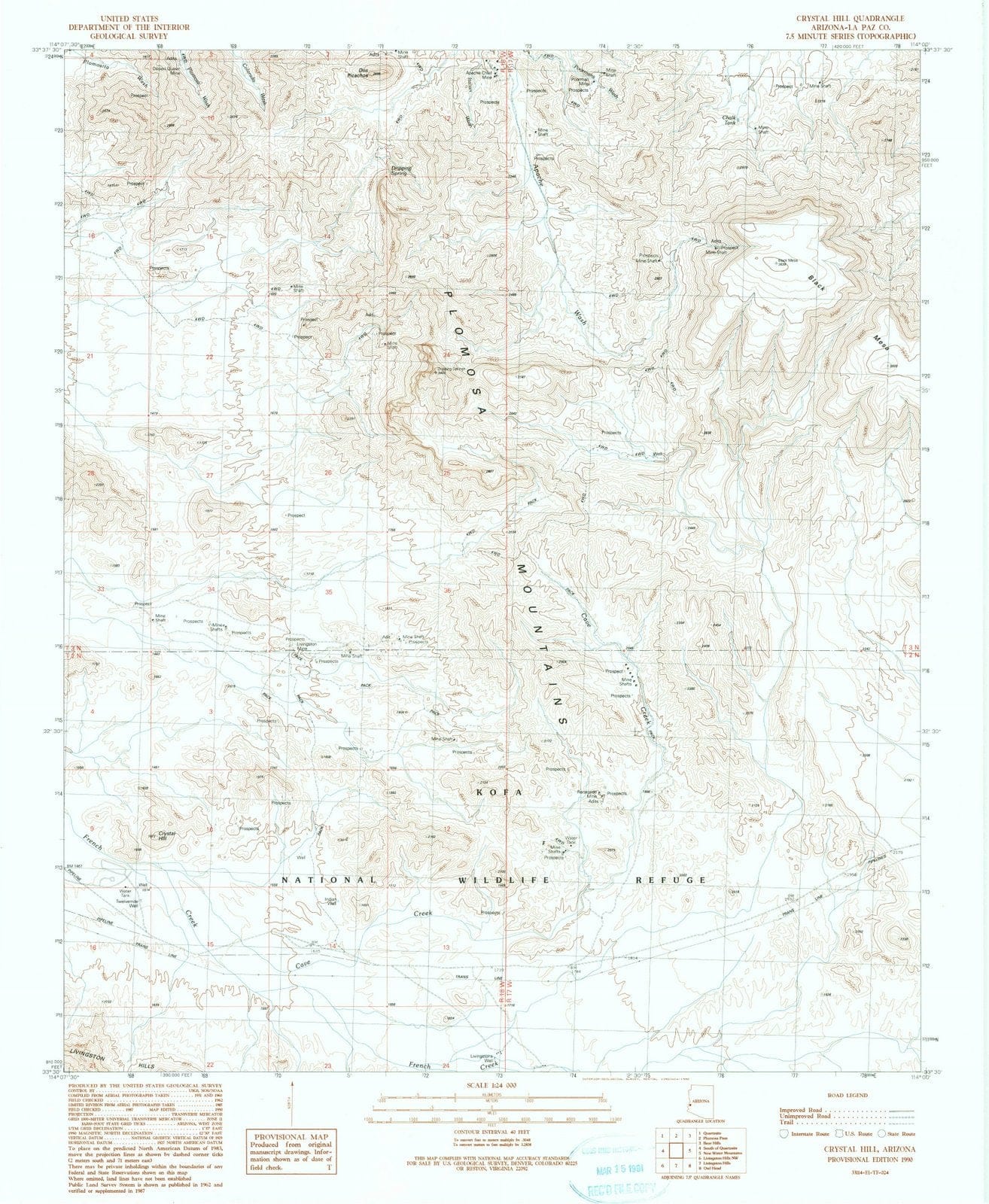 1990 Crystal Hill, AZ - Arizona - USGS Topographic Map