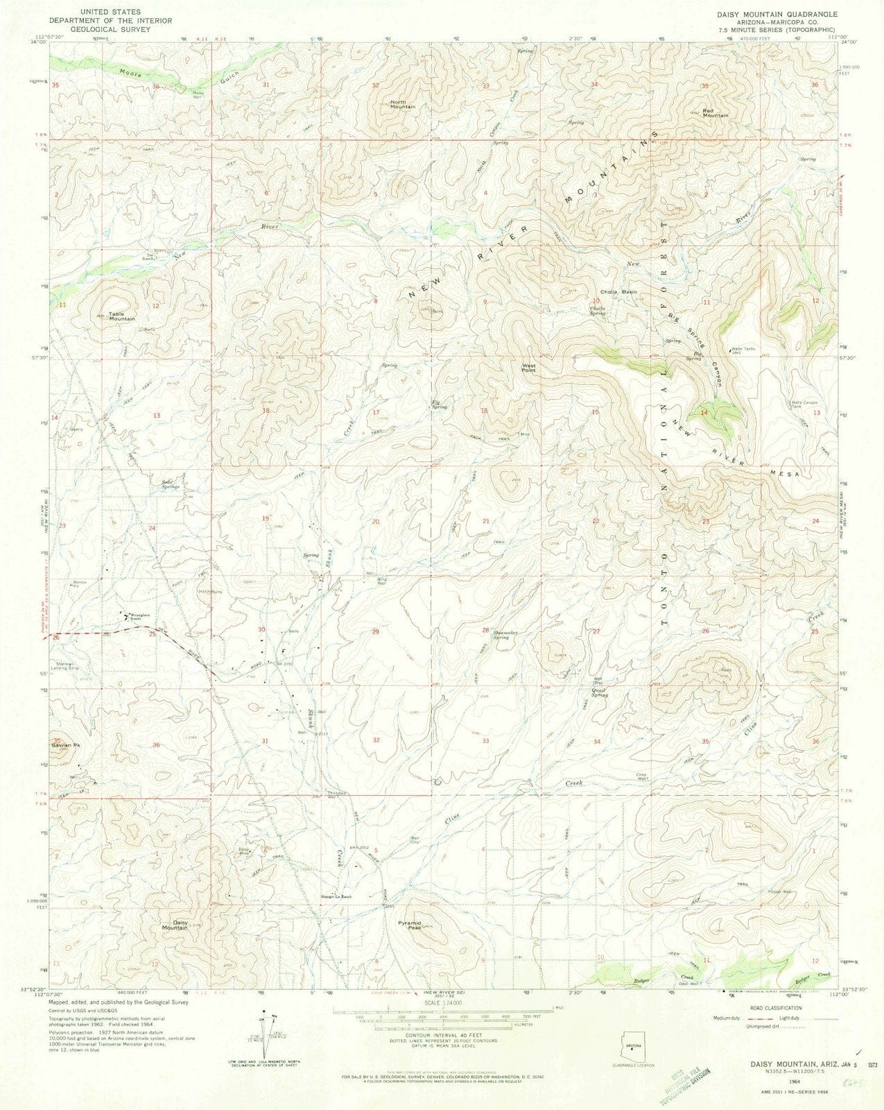 1964 Daisy Mountain, AZ - Arizona - USGS Topographic Map
