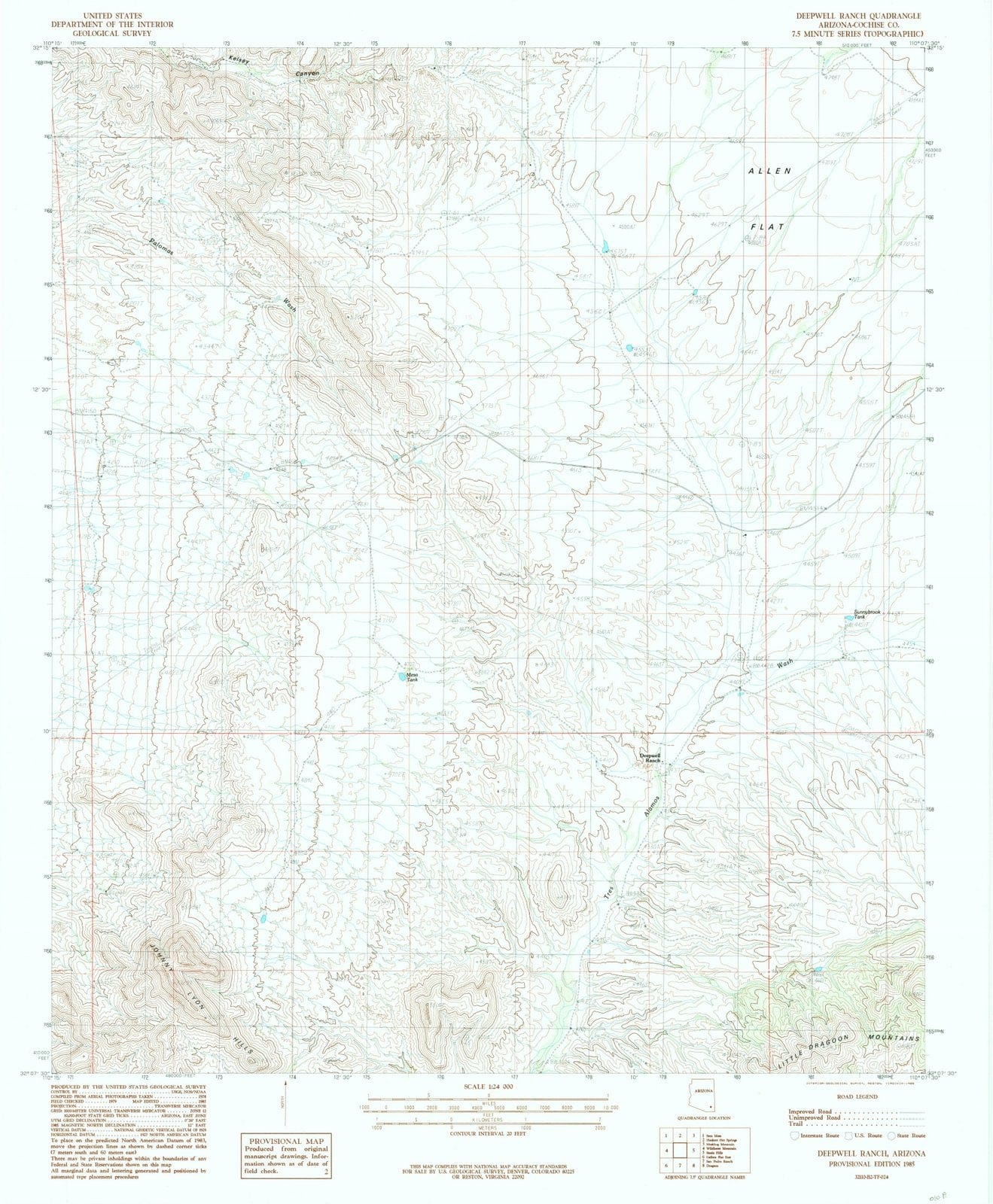 1985 Deepwell Ranch, AZ - Arizona - USGS Topographic Map