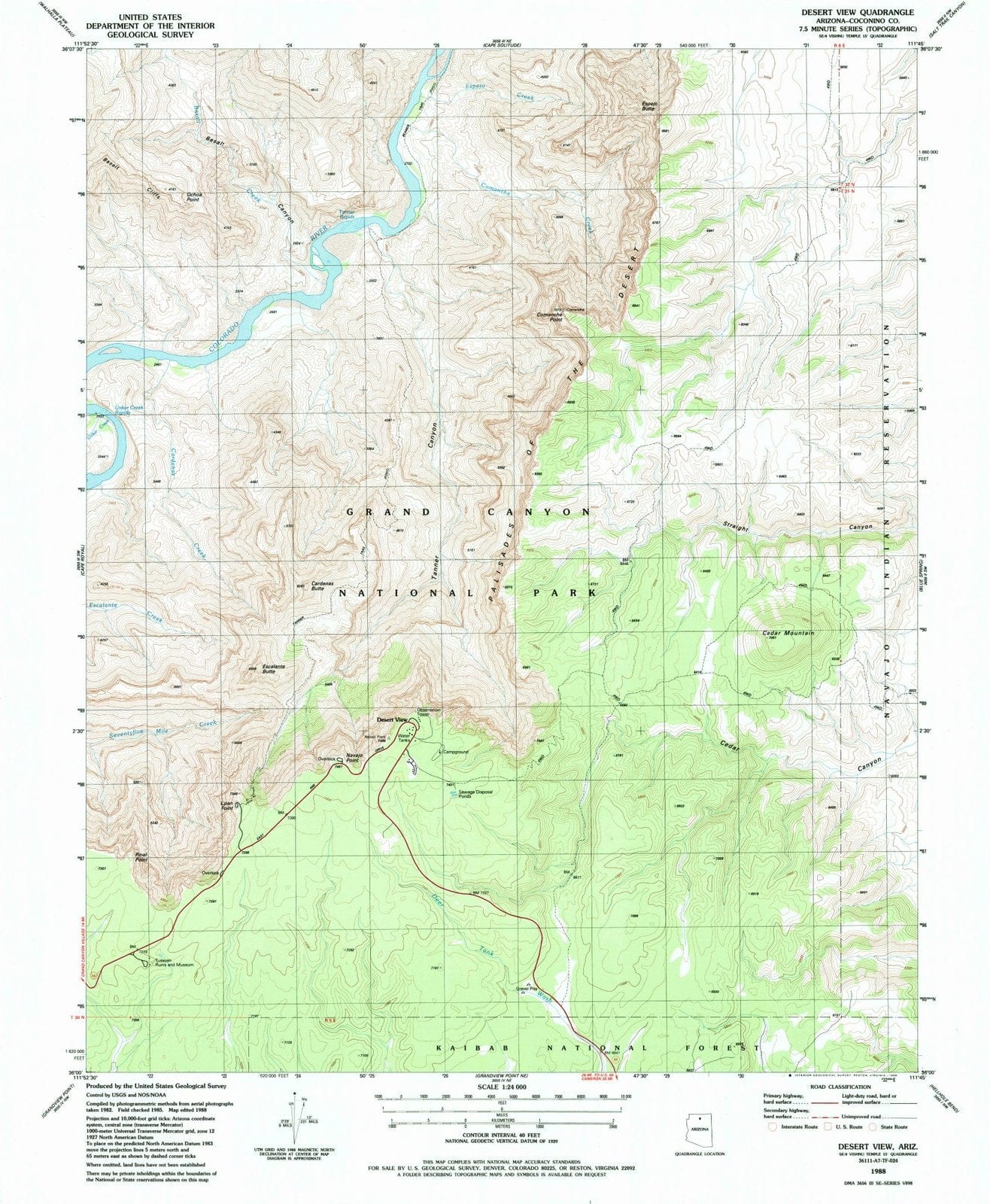 1988 Desert View, AZ - Arizona - USGS Topographic Map