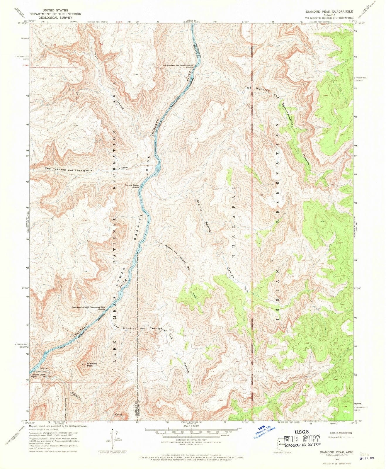 1967 Diamond Peak, AZ - Arizona - USGS Topographic Map