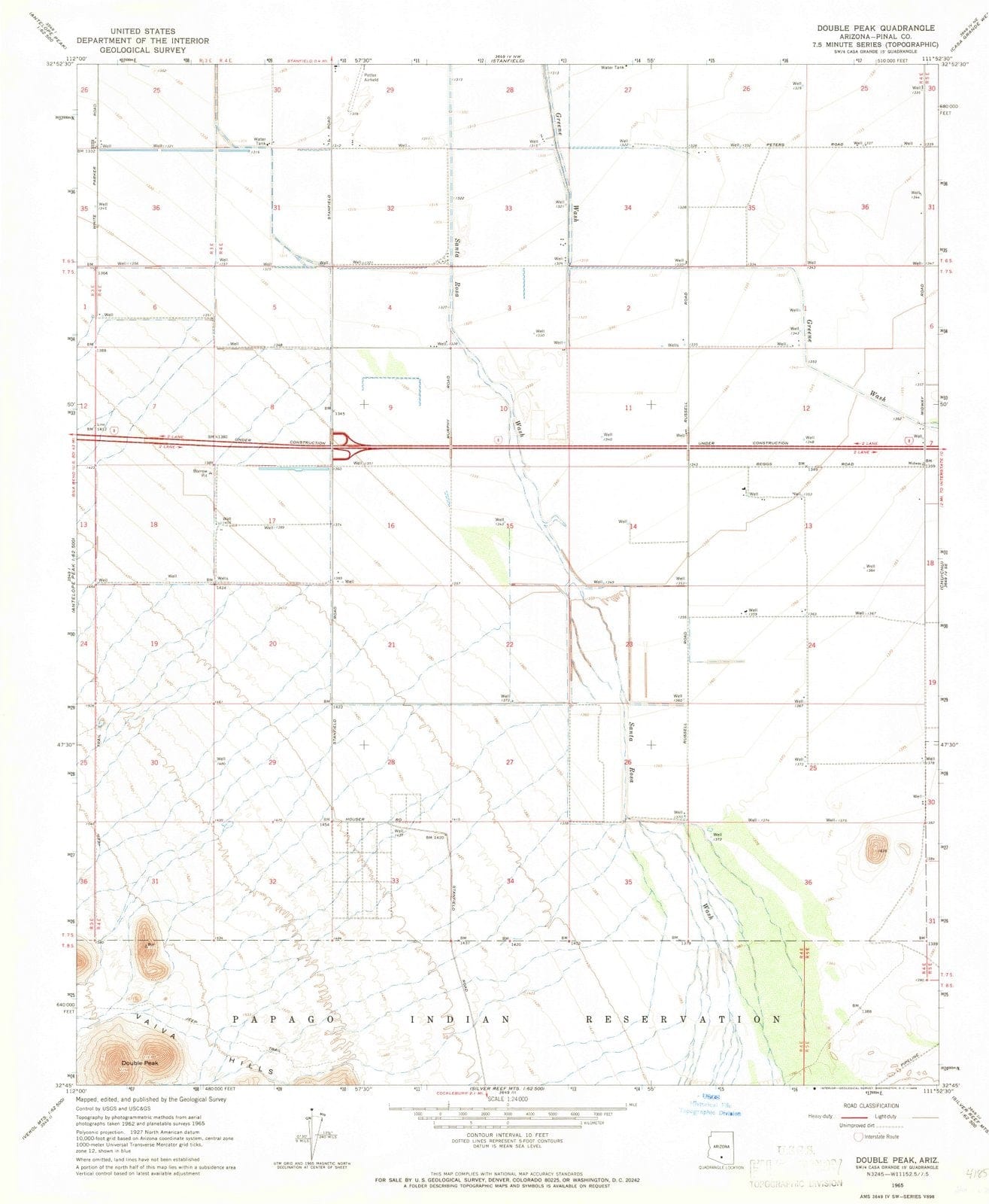 1965 Double Peak, AZ - Arizona - USGS Topographic Map