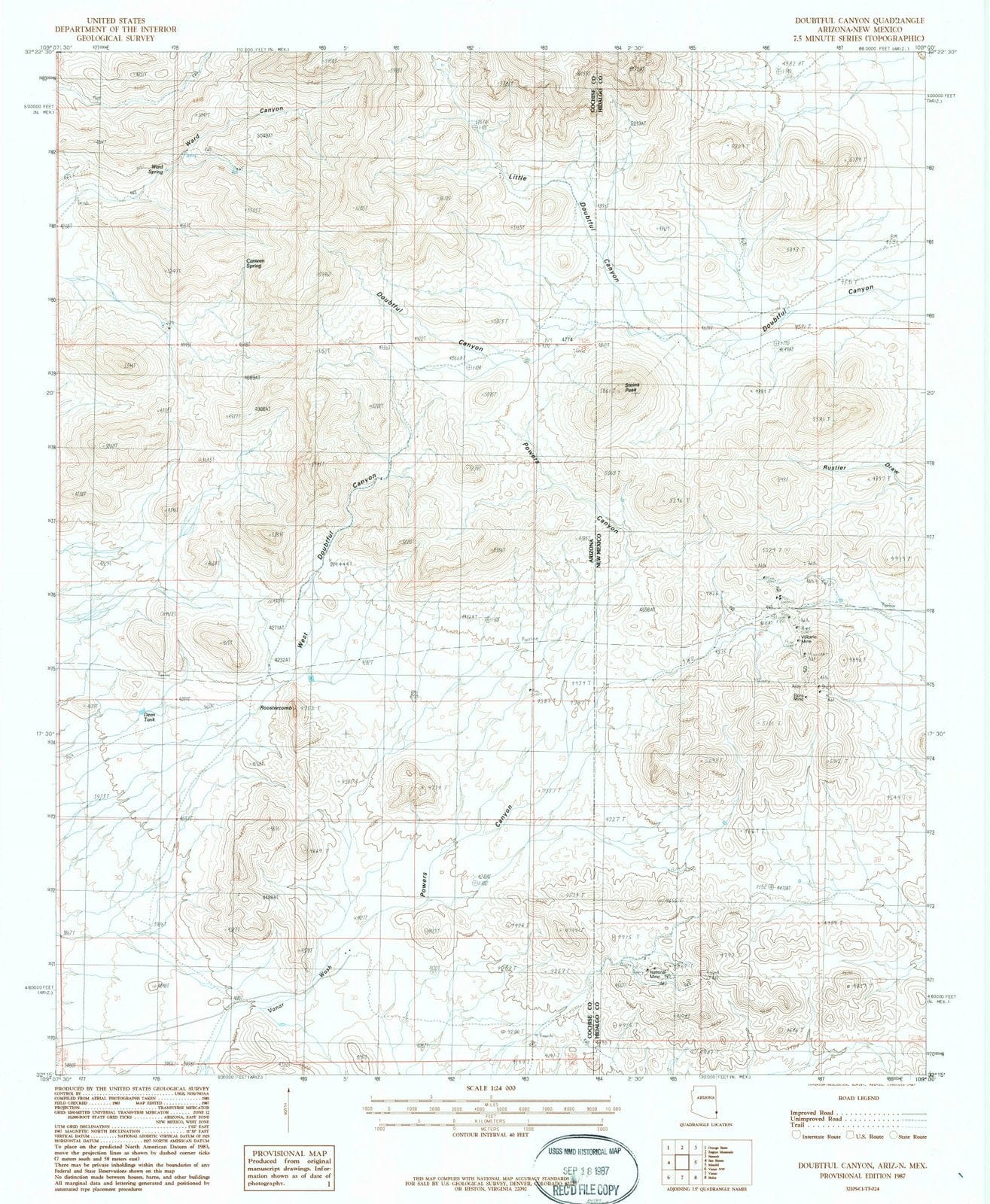 1987 Doubtful Canyon, AZ - Arizona - USGS Topographic Map