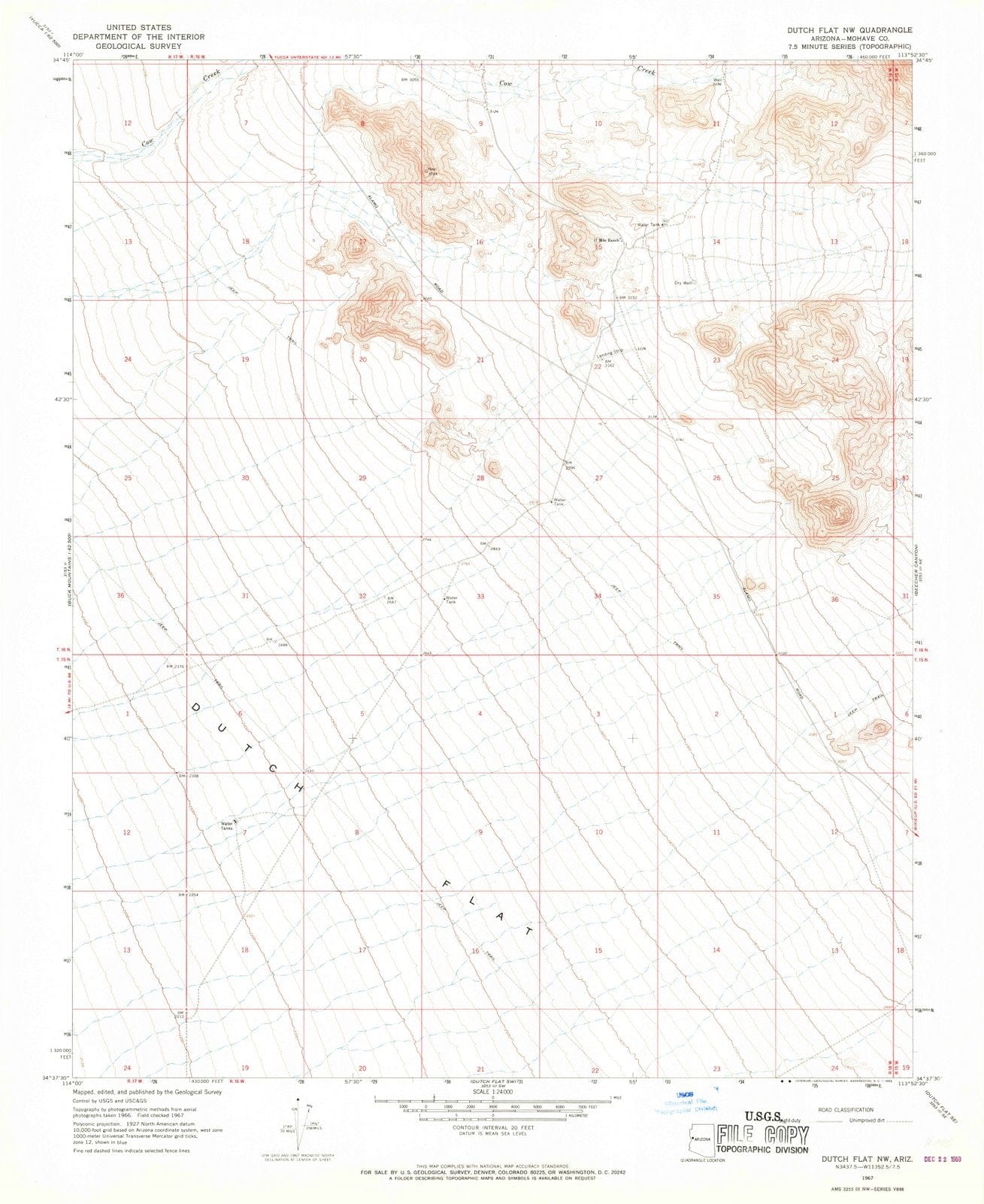 1967 Dutch Flat, AZ - Arizona - USGS Topographic Map