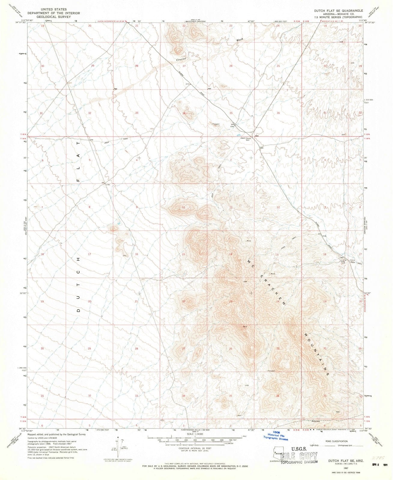 1967 Dutch Flat, AZ - Arizona - USGS Topographic Map v2