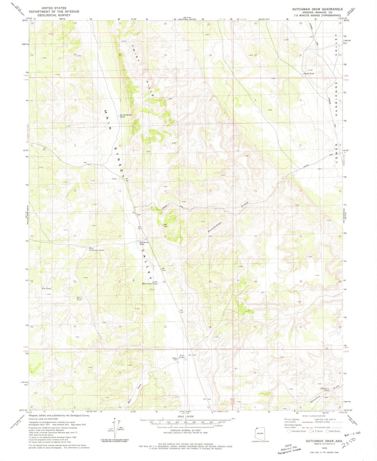 1979 Dutchmanraw, AZ - Arizona - USGS Topographic Map