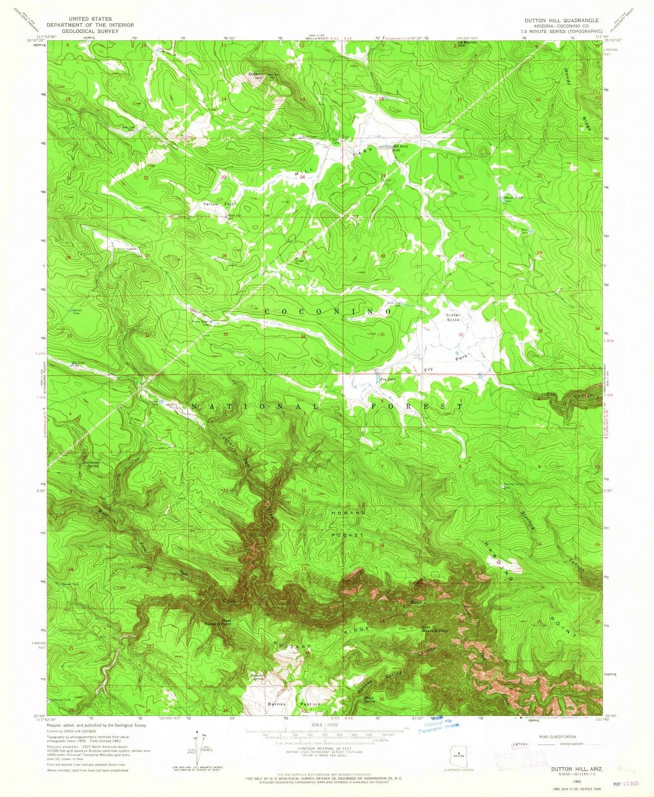 1963 Dutton Hill, AZ - Arizona - USGS Topographic Map