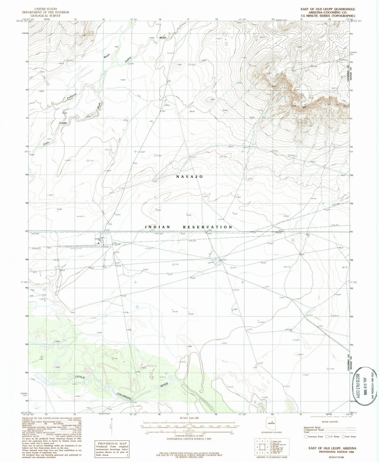 1986 East of Old Leupp, AZ - Arizona - USGS Topographic Map