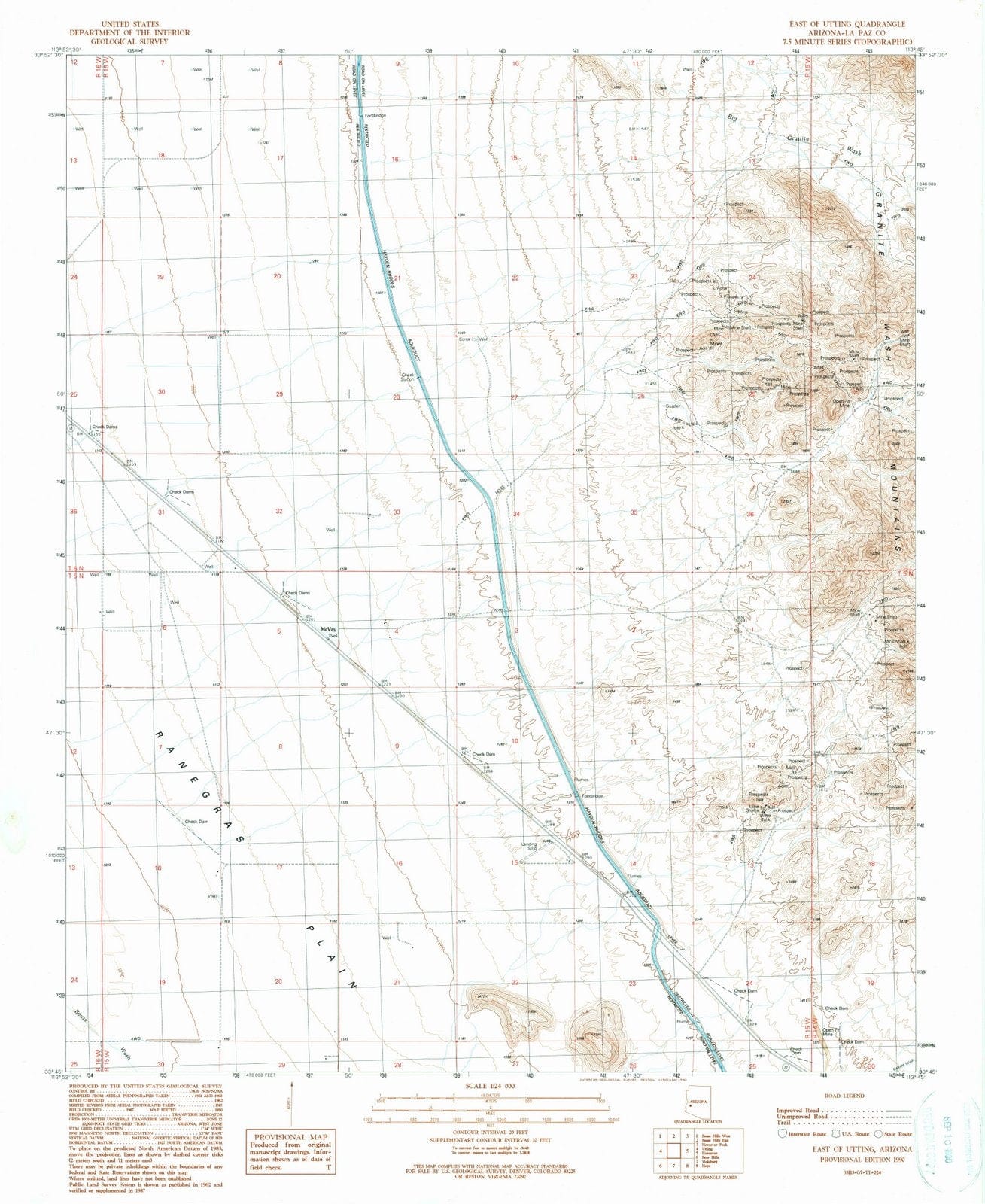 1990 East of Utting, AZ - Arizona - USGS Topographic Map