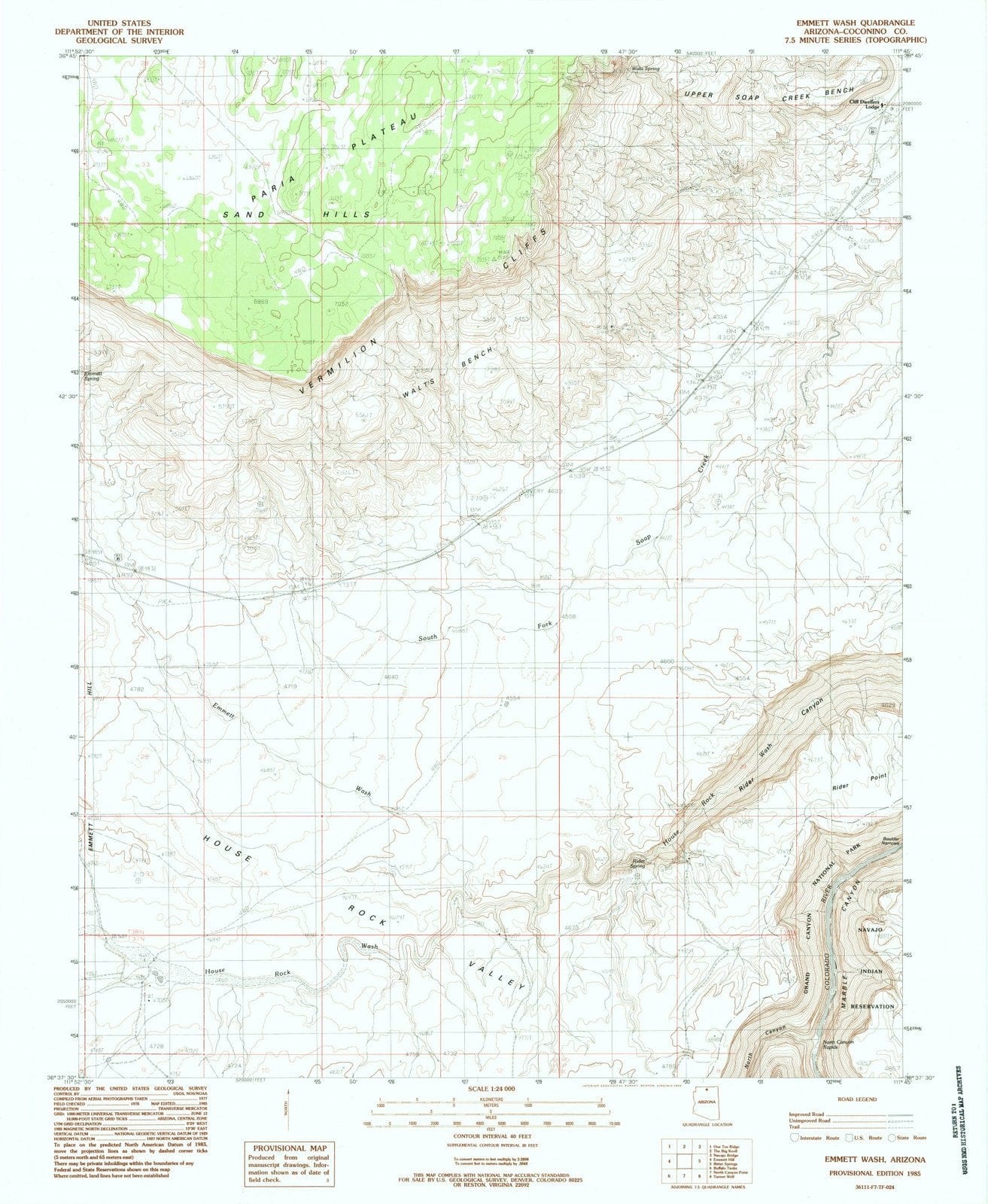 1985 Emmett Wash, AZ - Arizona - USGS Topographic Map