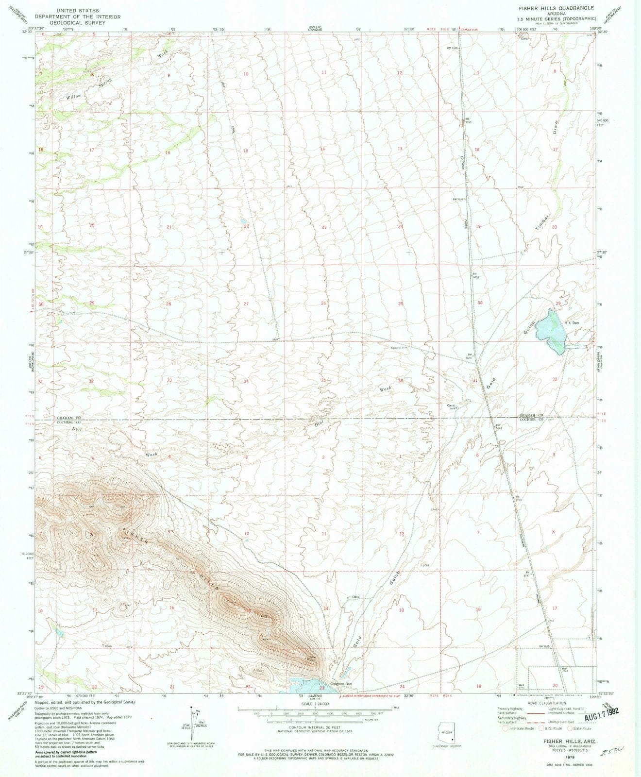 1979 Fisher Hills, AZ - Arizona - USGS Topographic Map
