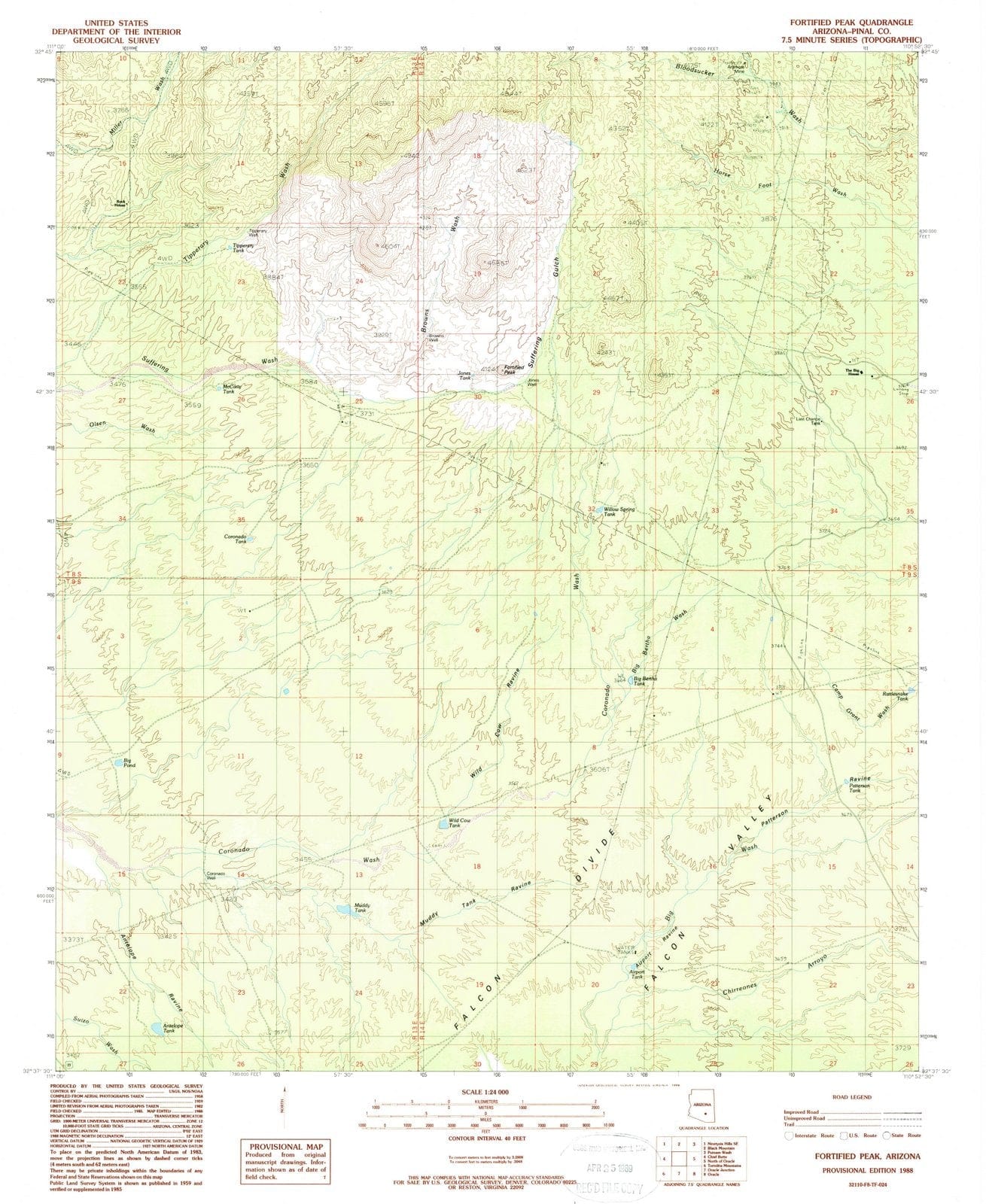 1988 Fortified Peak, AZ - Arizona - USGS Topographic Map