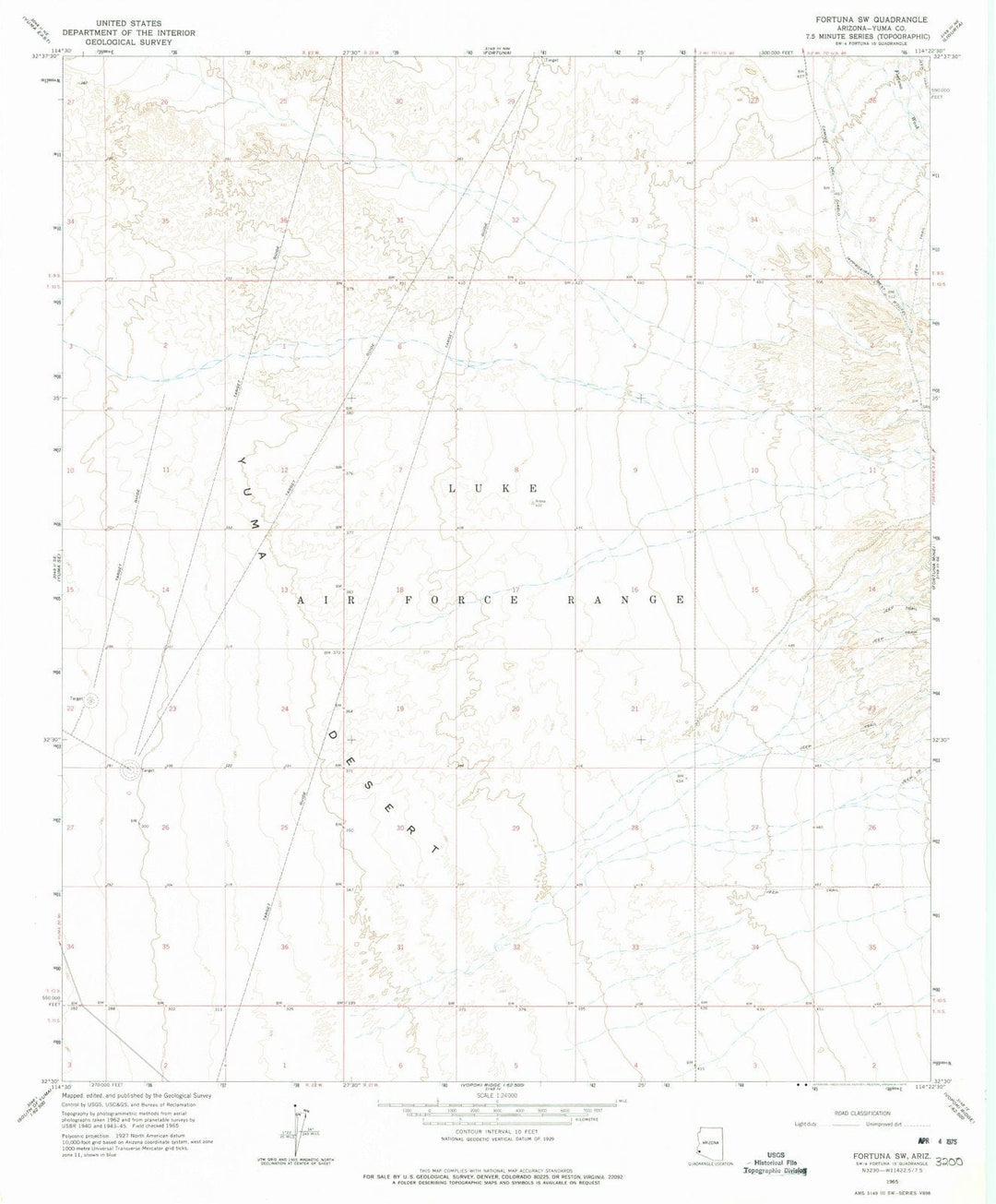 1965 Fortuna, AZ - Arizona - USGS Topographic Map