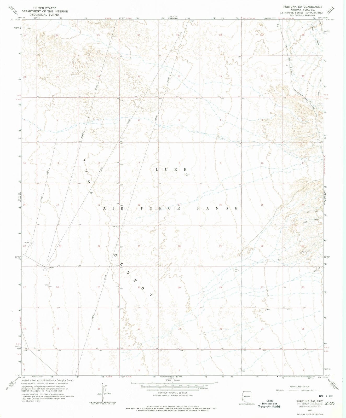 1965 Fortuna, AZ - Arizona - USGS Topographic Map