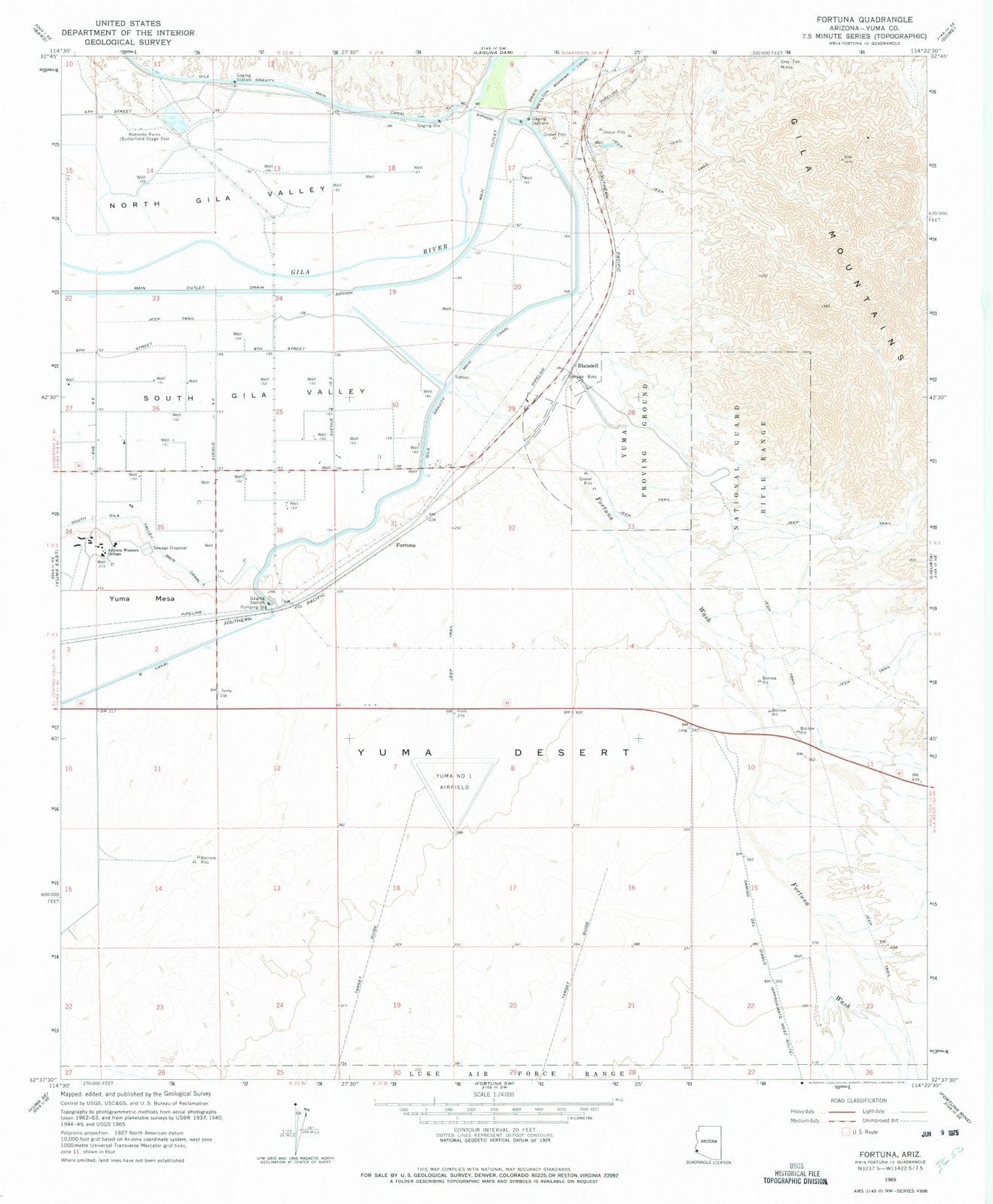 1965 Fortuna, AZ - Arizona - USGS Topographic Map v2