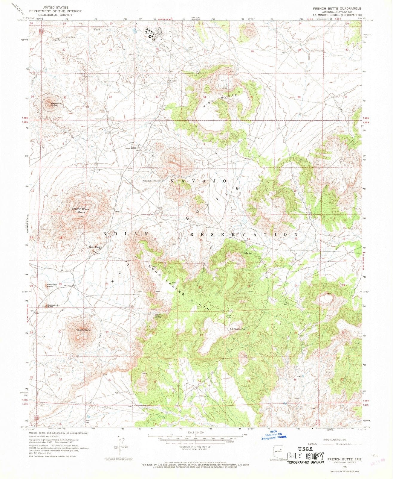 1967 French Butte, AZ - Arizona - USGS Topographic Map
