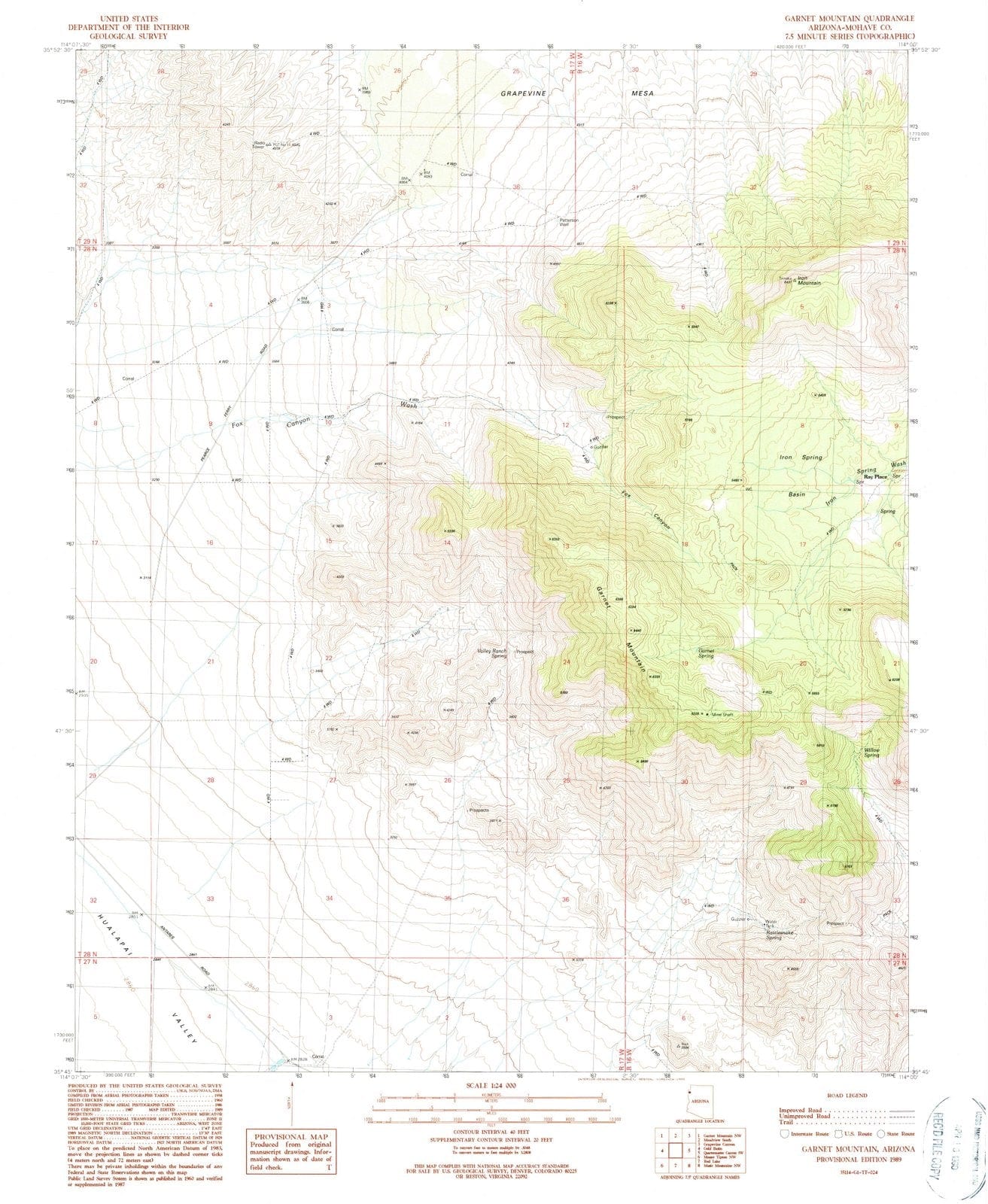 1989 Garnet Mountain, AZ - Arizona - USGS Topographic Map v2