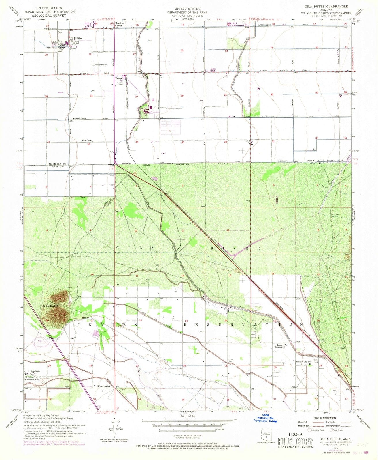 1952 Gila Butte, AZ - Arizona - USGS Topographic Map v3