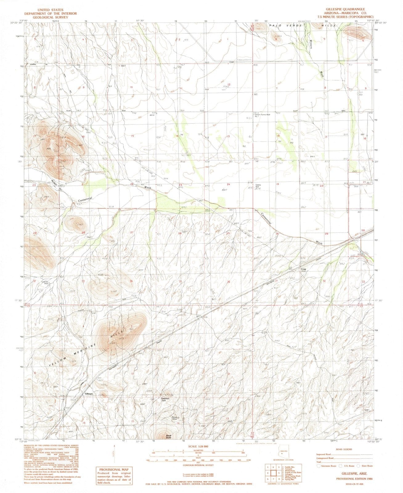 1984 Gillespie, AZ - Arizona - USGS Topographic Map
