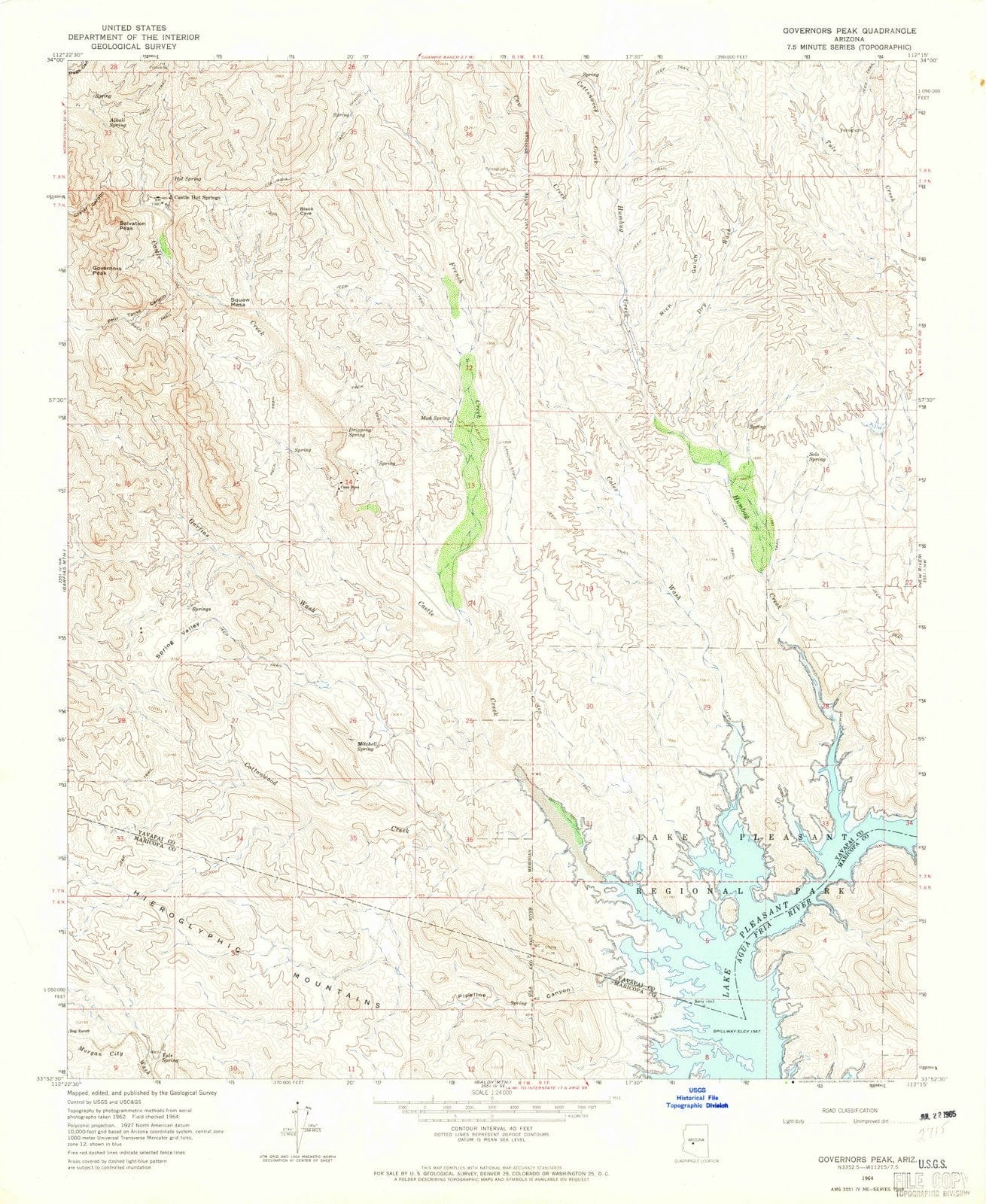 1964 Governors Peak, AZ - Arizona - USGS Topographic Map
