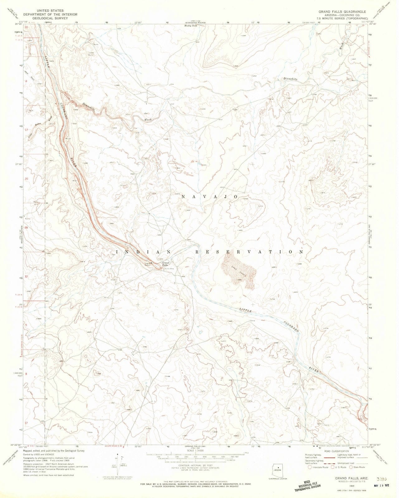1969 Grand Falls, AZ - Arizona - USGS Topographic Map v3