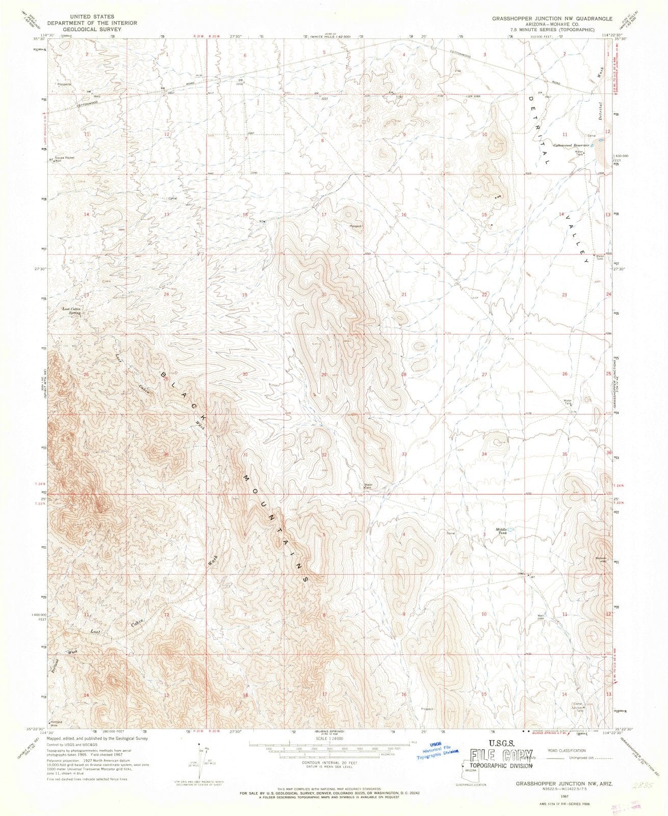 1967 Grasshopper Junction, AZ - Arizona - USGS Topographic Map