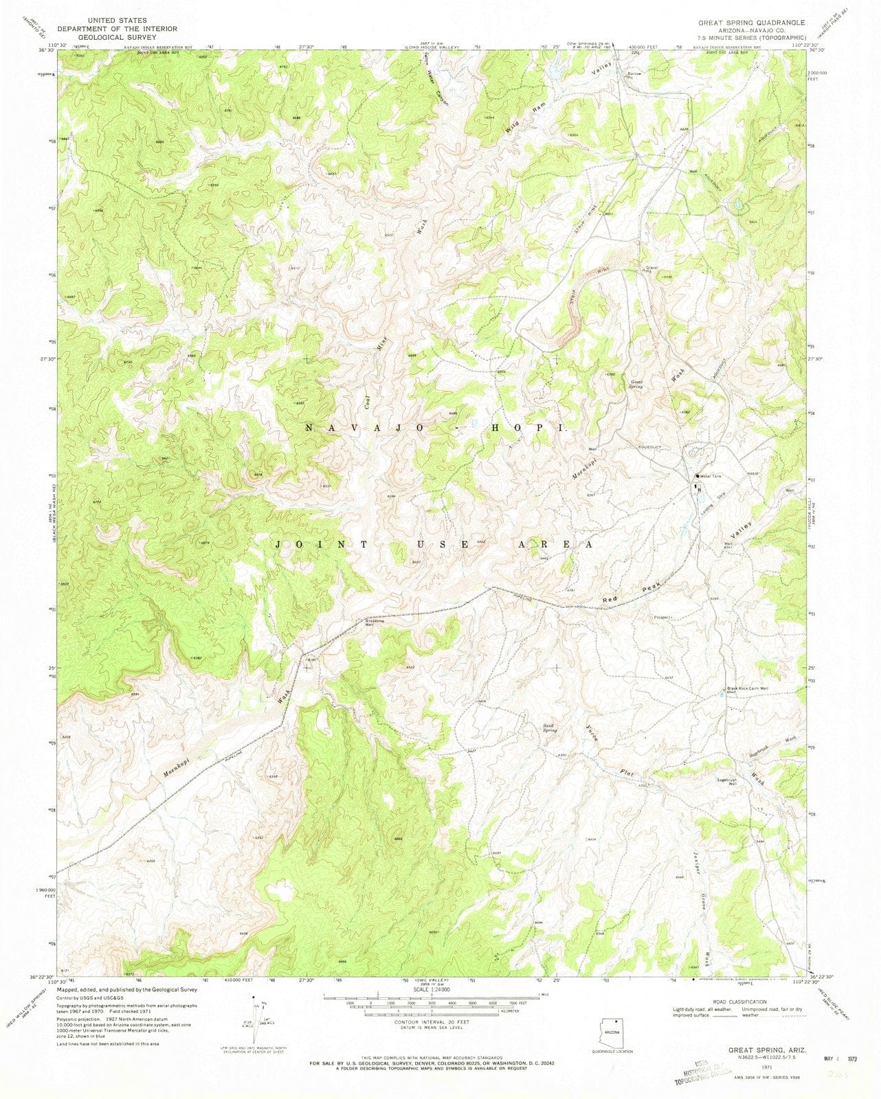 1971 Great Spring, AZ - Arizona - USGS Topographic Map