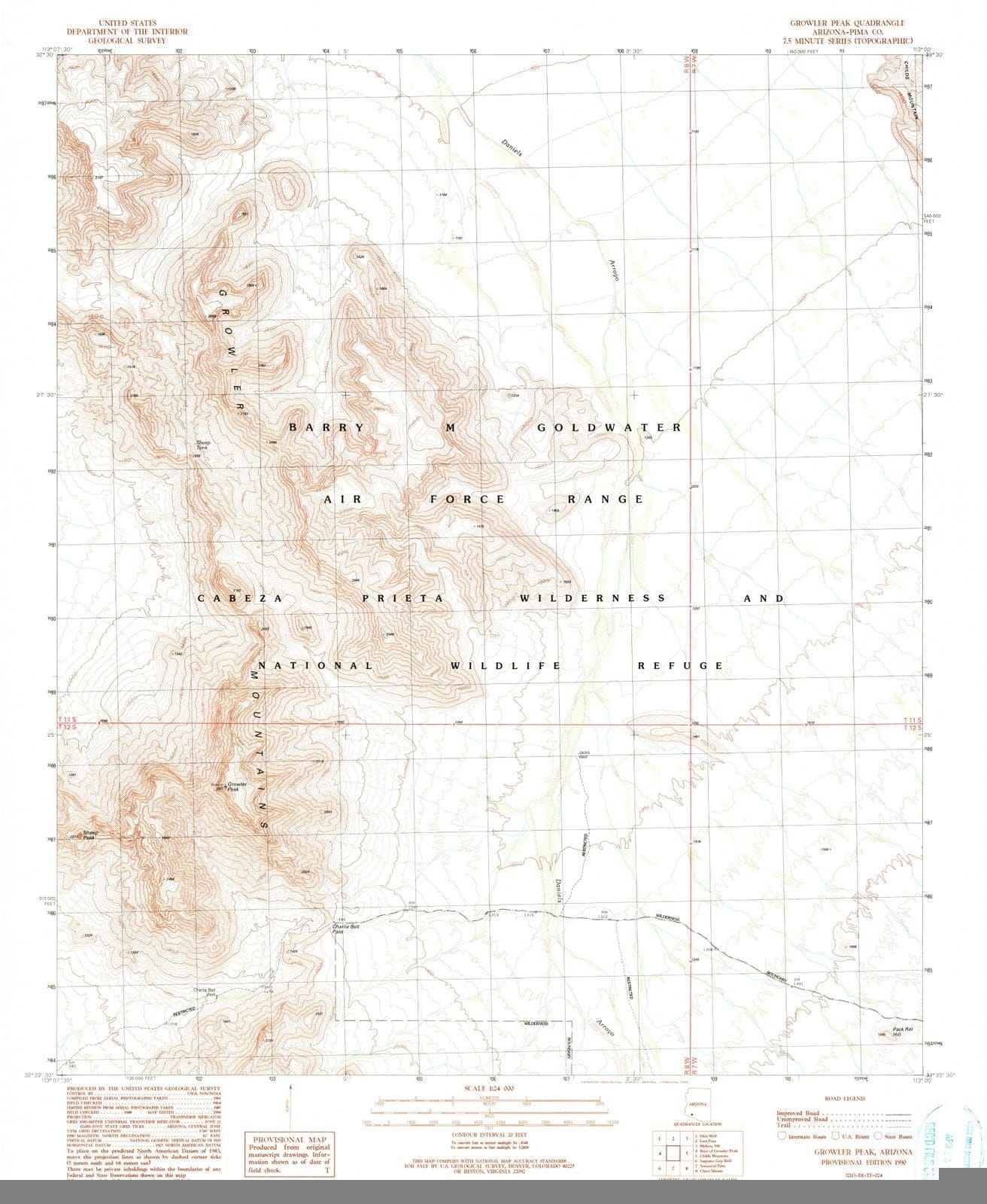 1990 Growler Peak, AZ - Arizona - USGS Topographic Map