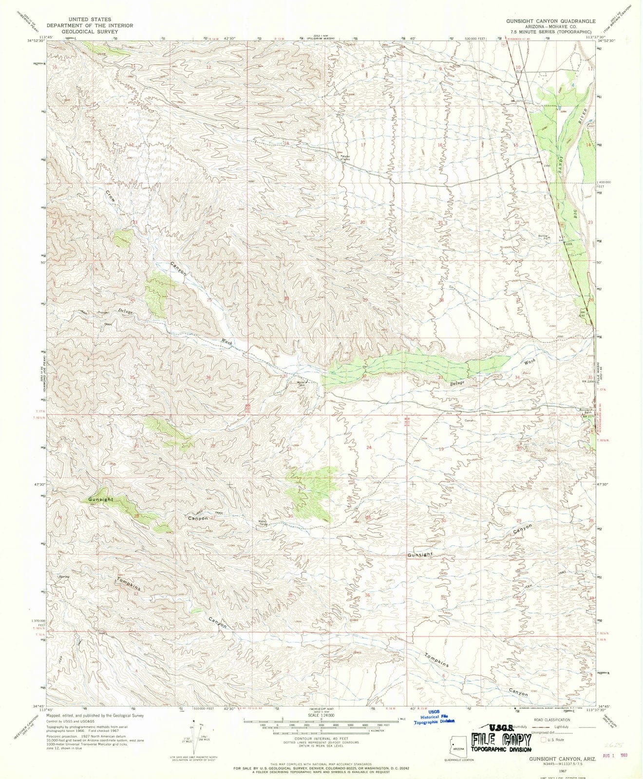 1967 Gunsight Canyon, AZ - Arizona - USGS Topographic Map
