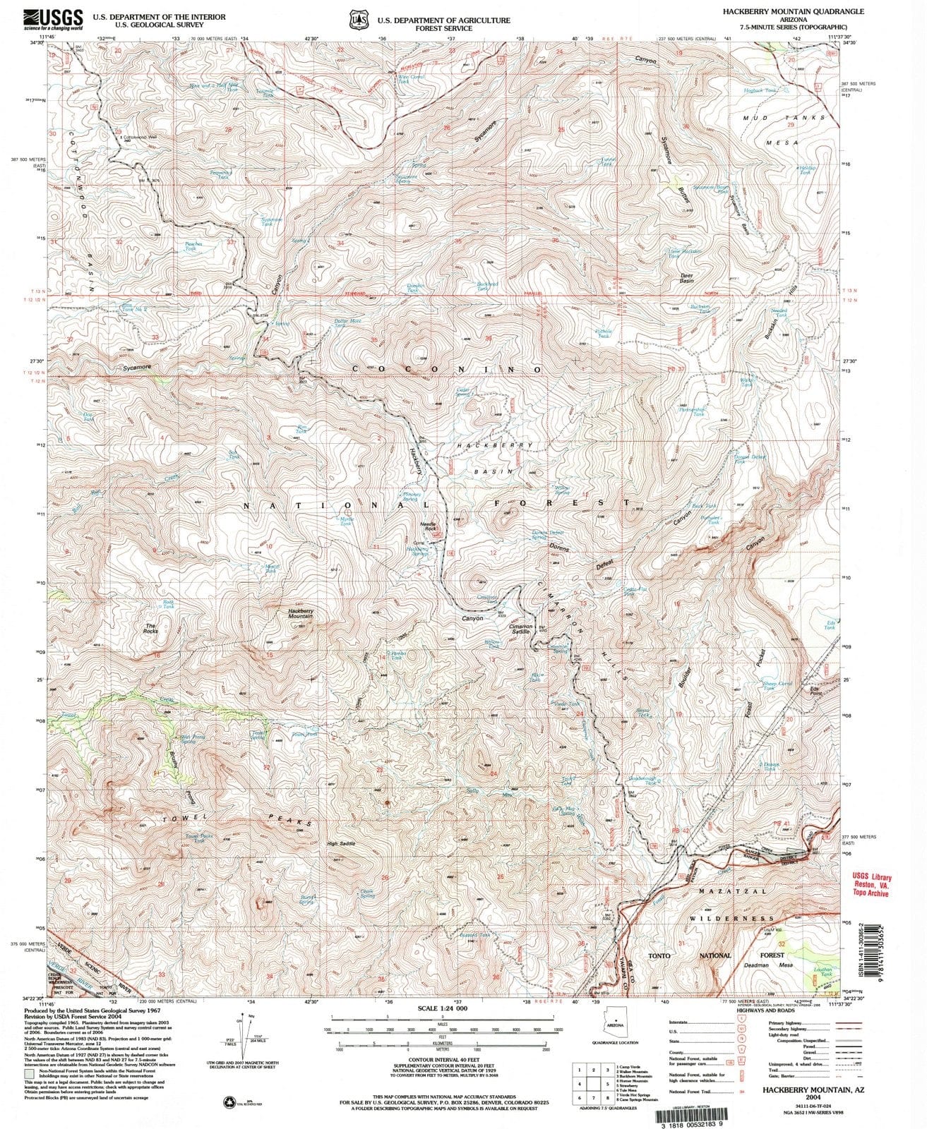 2004 Hackberry Mountain, AZ - Arizona - USGS Topographic Map